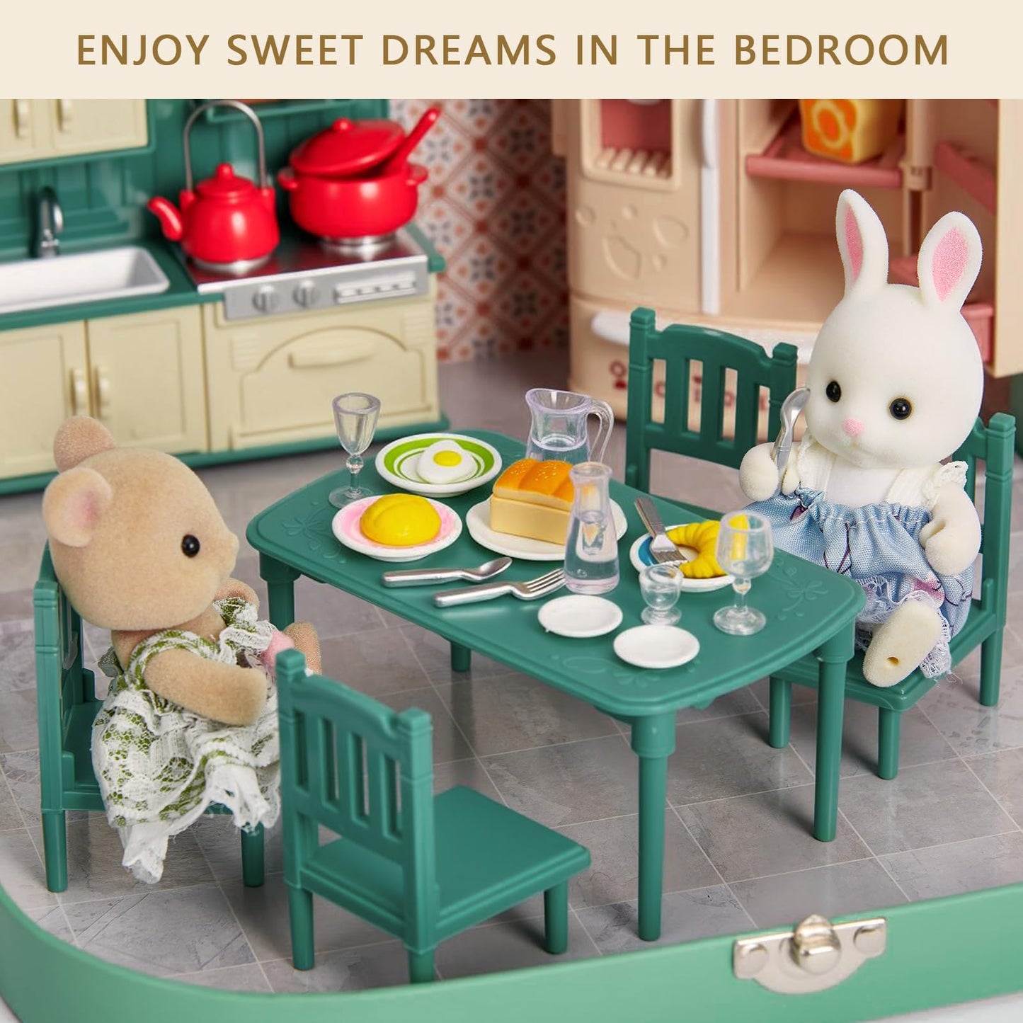 Golray Dollhouse Kitchen Suitcase Set: Portable Pretend Play for Kids