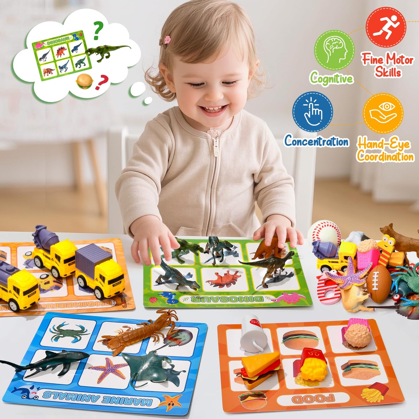 Golray Sorting Toys for Toddlers with Mystery Box – 8 Themes, 52 Pieces for Preschool Learning