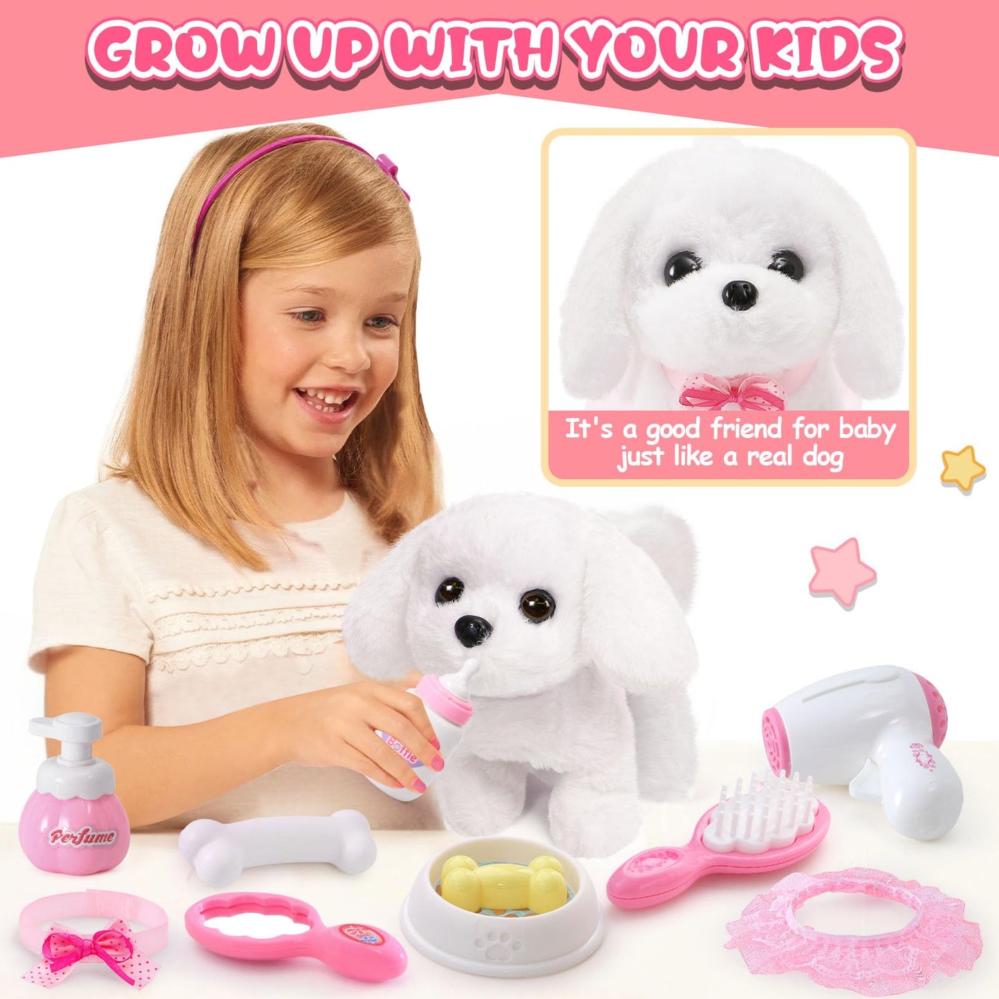 Golray 10-Piece Interactive Dog Toy Set for Kids – Walk, Bark, Pretend