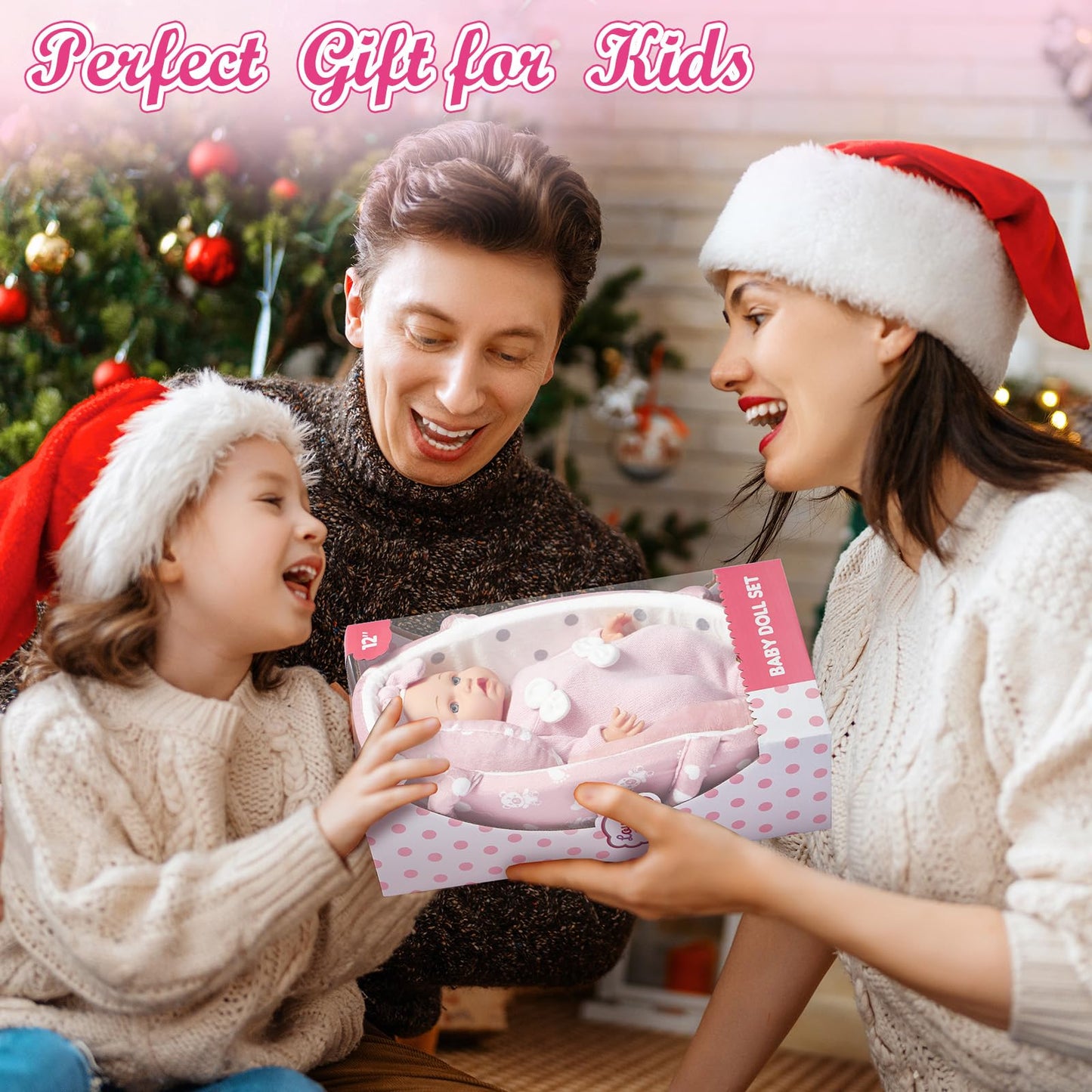 Golray 12-Inch Soft Baby Doll Set with Bassinet & 13-Piece Accessories – Realistic Toy for Girls Ages 3-6