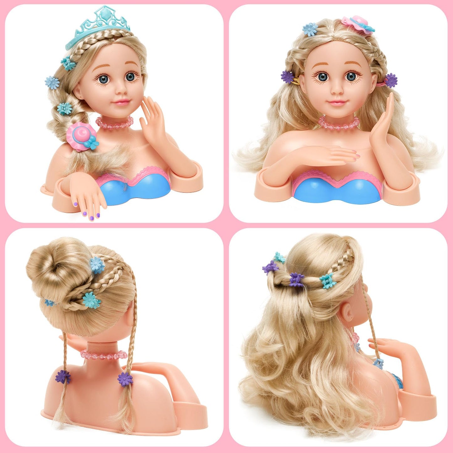 Golray Hair Styling Doll Head Makeup Kit – Realistic Salon Playset for Kids 3-8+