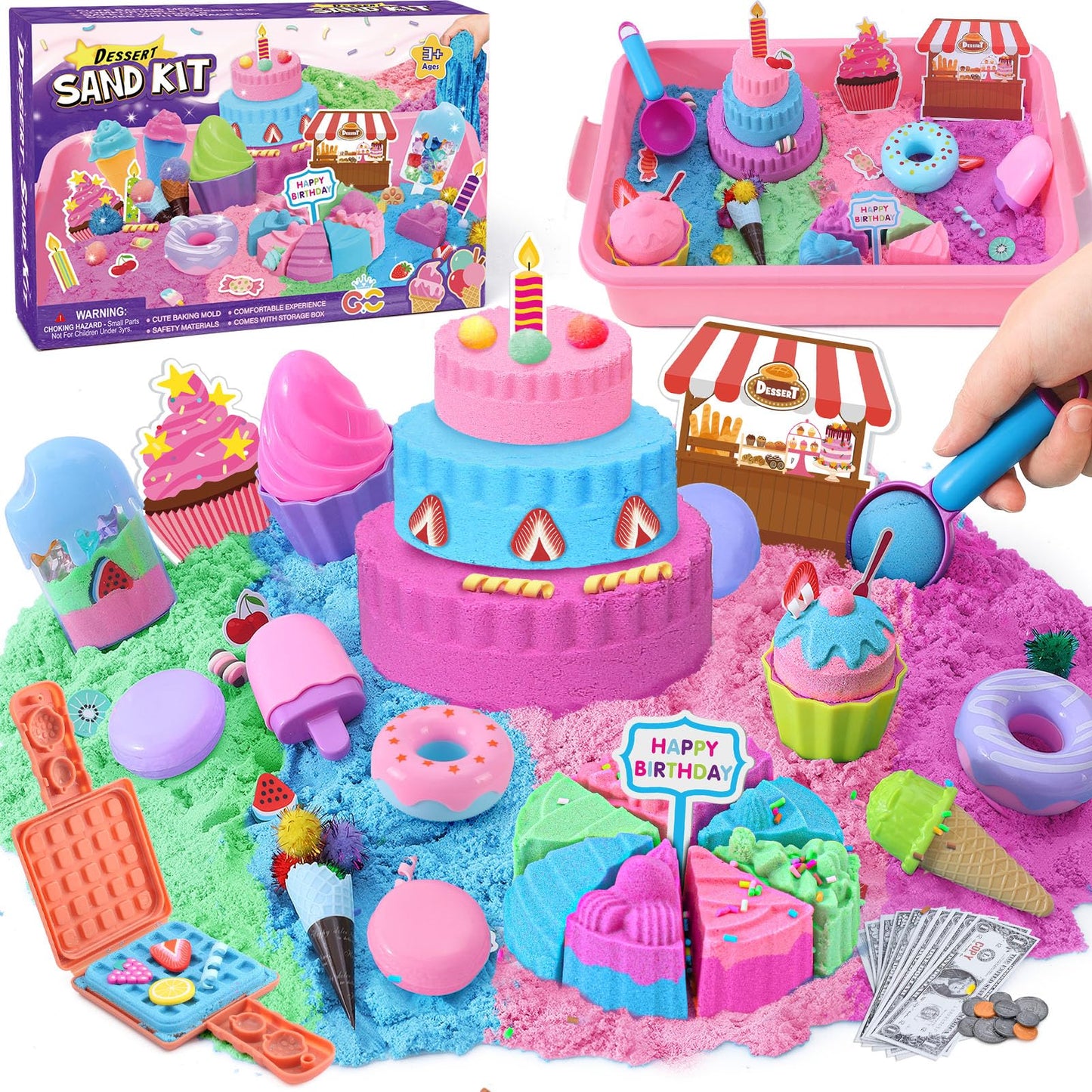 Golray Ice Cream Sensory Bin Kit for Girls | 108-Piece Dessert Sandbox Set