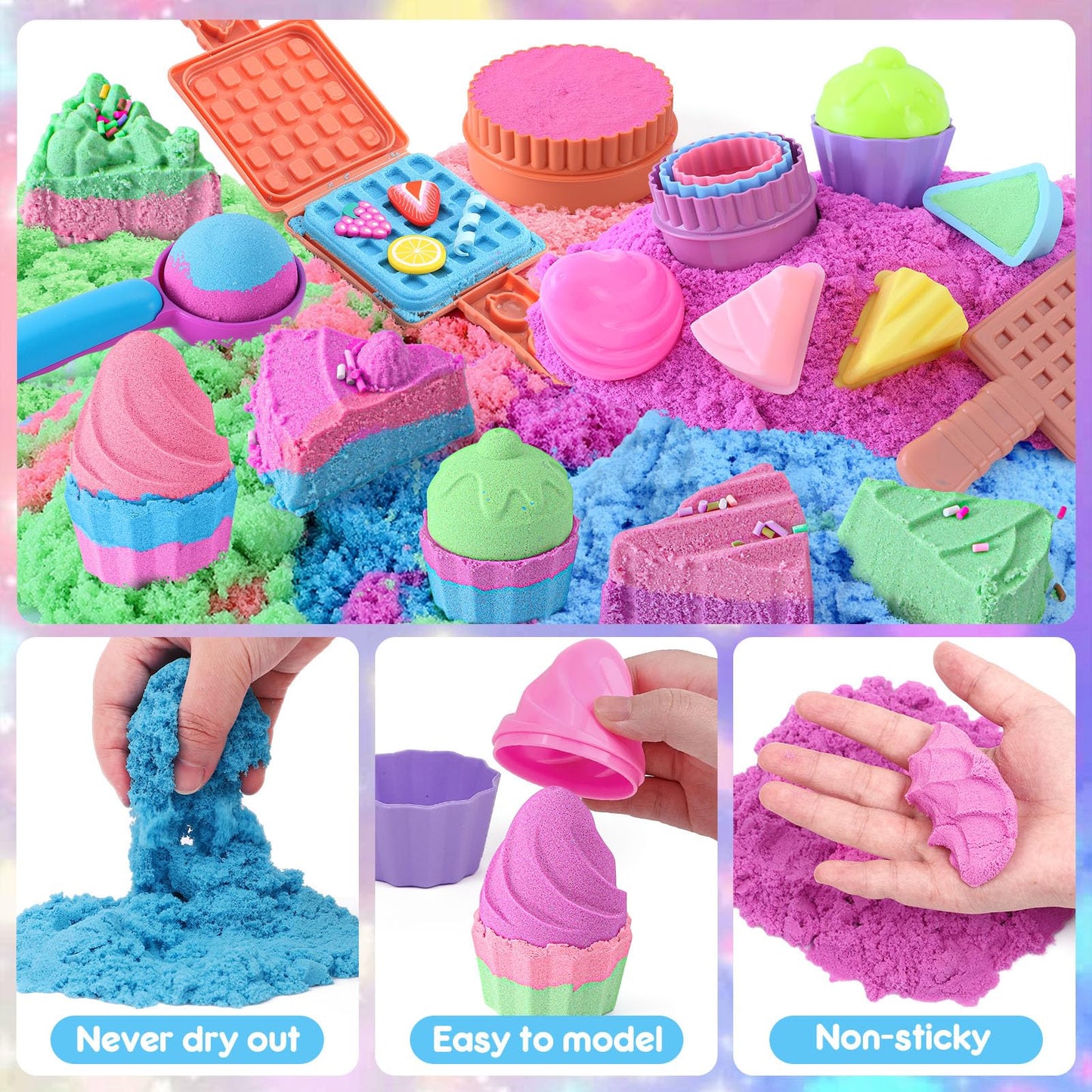 Golray Ice Cream Sensory Bin Kit for Girls | 108-Piece Dessert Sandbox Set