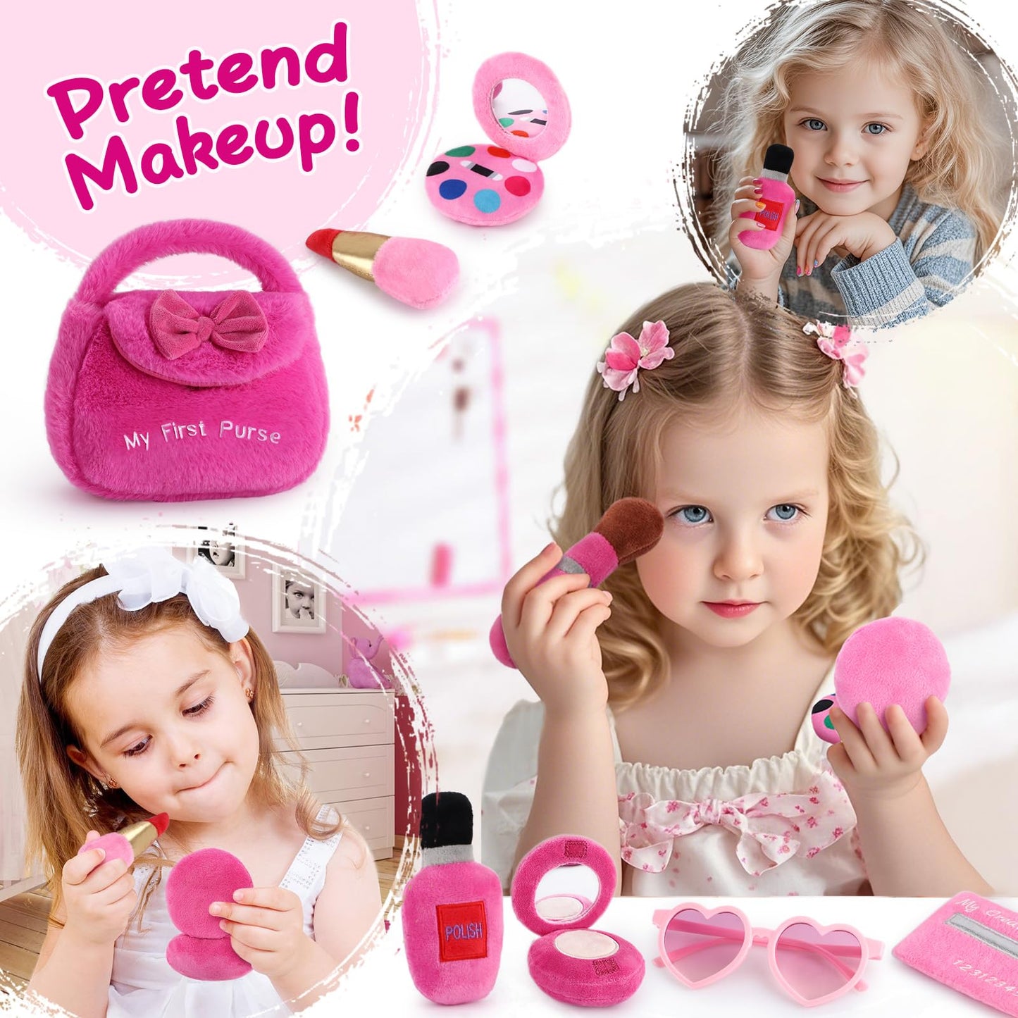 Golray Plush Toddler Purse - 10-Piece Sensory Play Set for Girls Ages 3-5