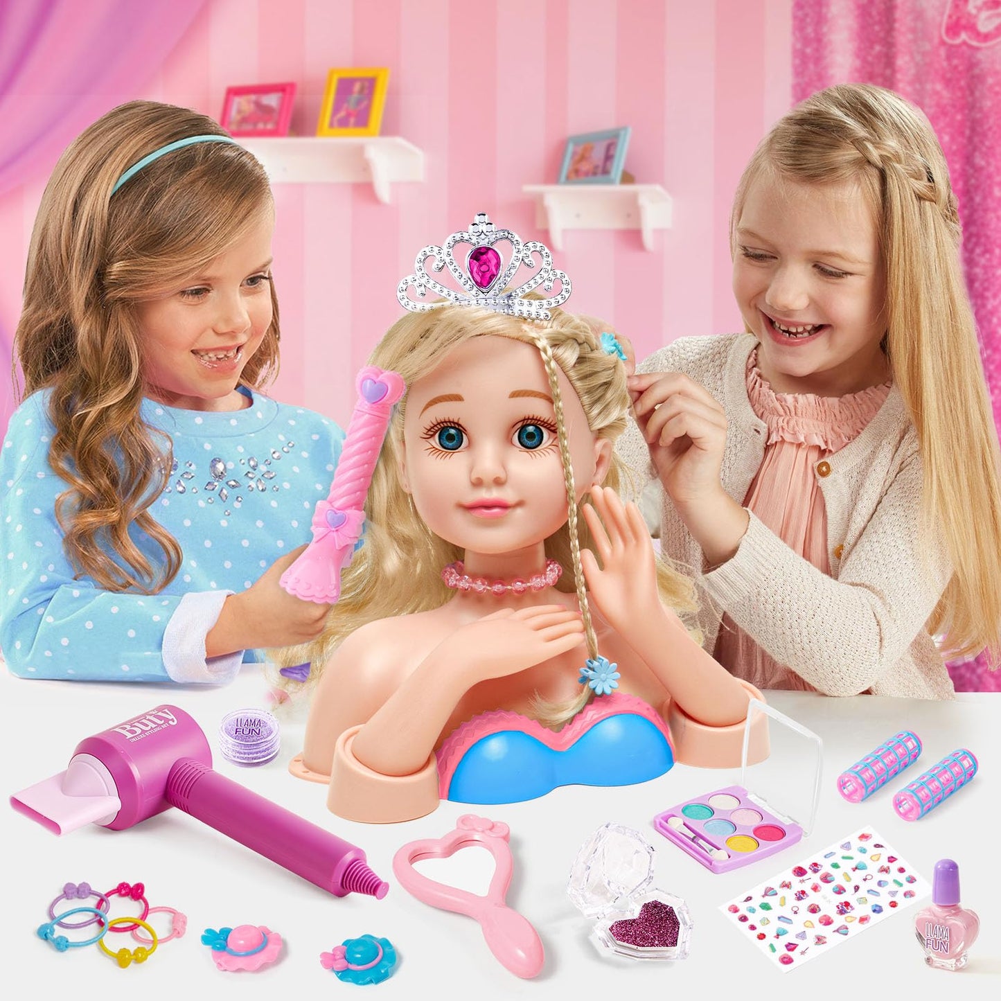 Golray Hair Styling Doll Head Makeup Kit – Realistic Salon Playset for Kids 3-8+
