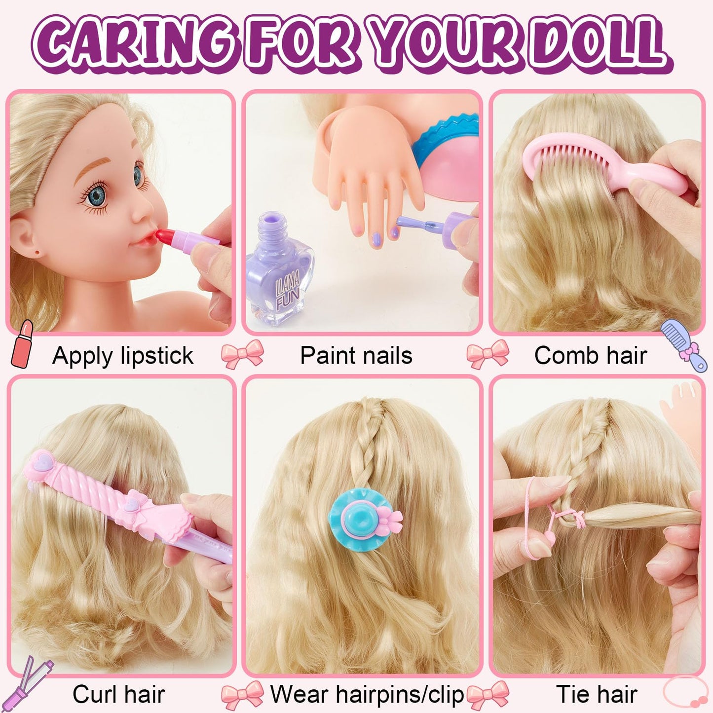 Golray Hair Styling Doll Head Makeup Kit – Realistic Salon Playset for Kids 3-8+