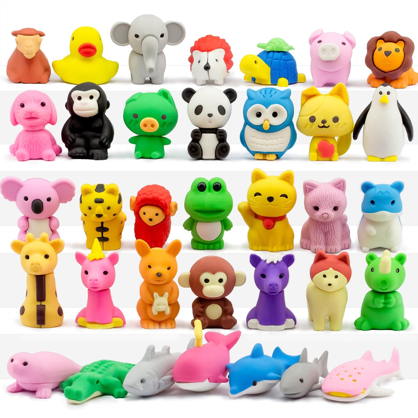 GOMIMEOR 35Pcs Animal Erasers for Kids – Puzzle Erasers for Classrooms