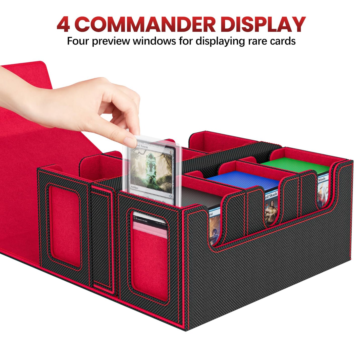 Gomyrod 7-in-1 MTG Deck Box with Commander Display – Fits 600+ Cards, Dice Tray, Removable Case