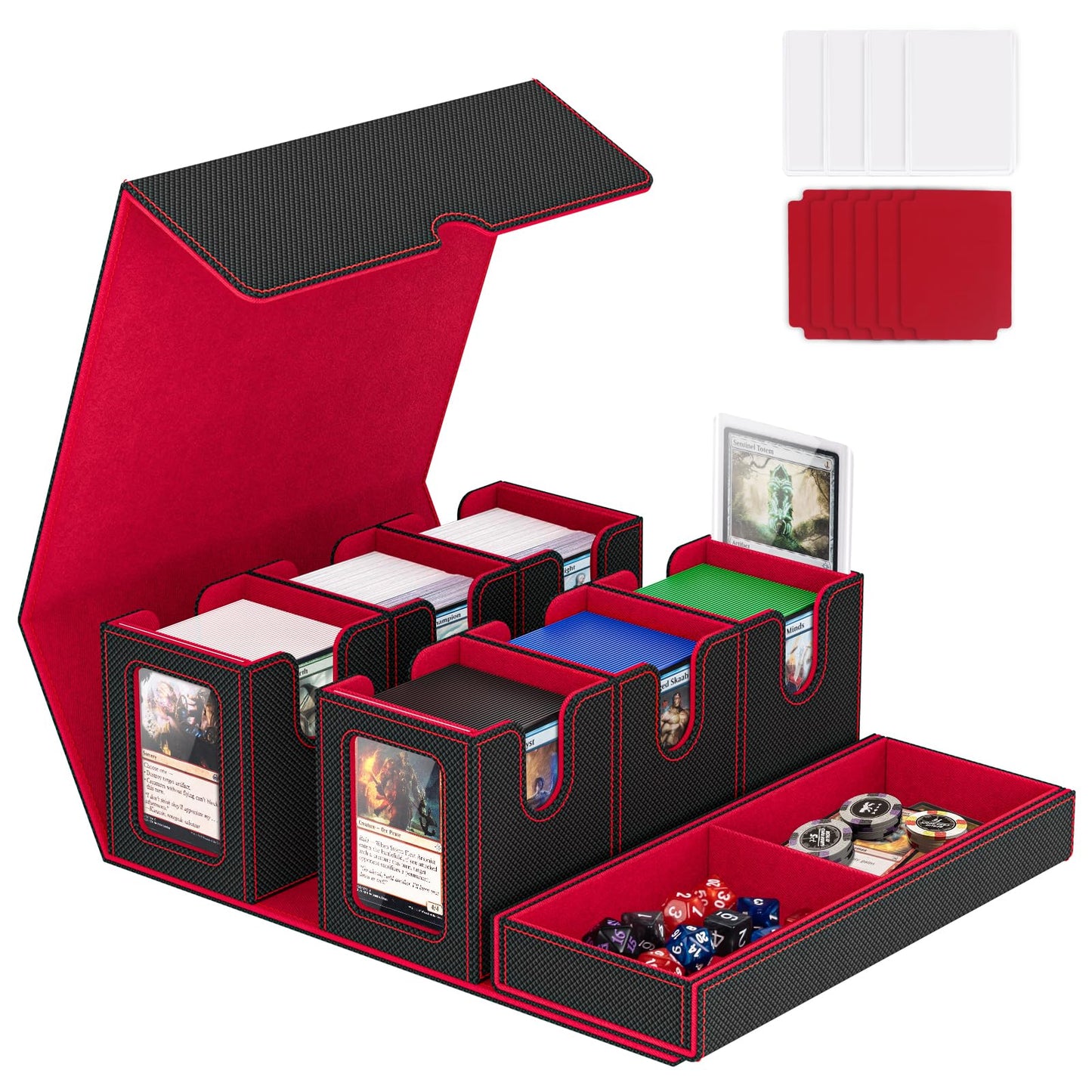 Gomyrod 7-in-1 MTG Deck Box with Commander Display – Fits 600+ Cards, Dice Tray, Removable Case