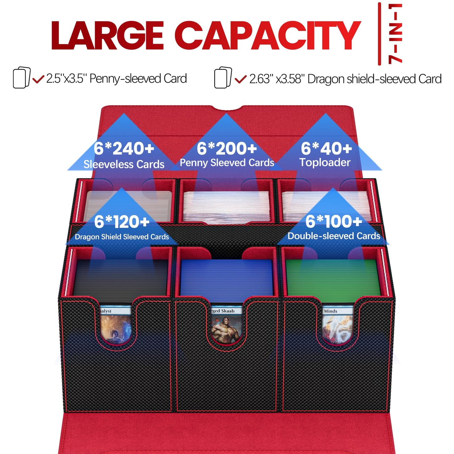Gomyrod 7-in-1 MTG Deck Box with Commander Display – Fits 600+ Cards, Dice Tray, Removable Case