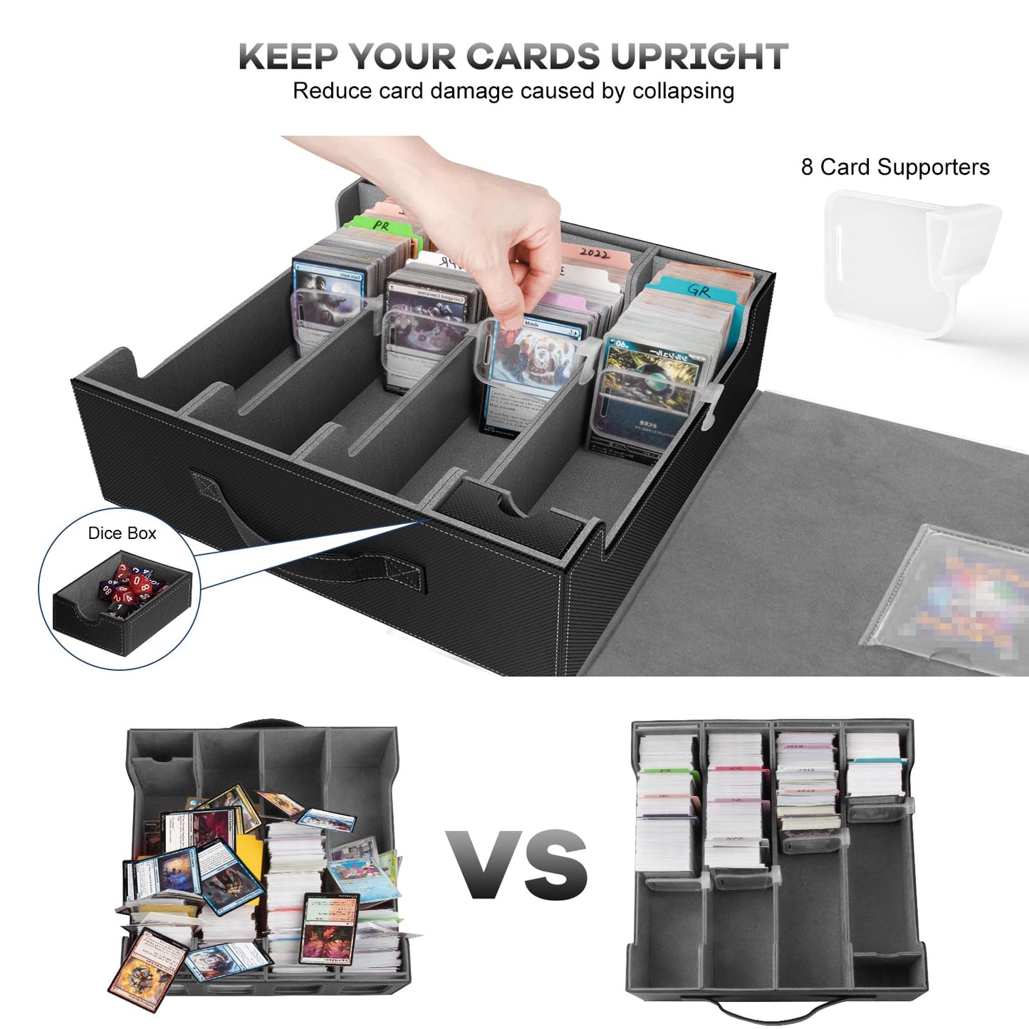 Gomyrod 3200+ Trading Card Storage Box with Commander Display - 4-Row Deck Box, Portable Handle