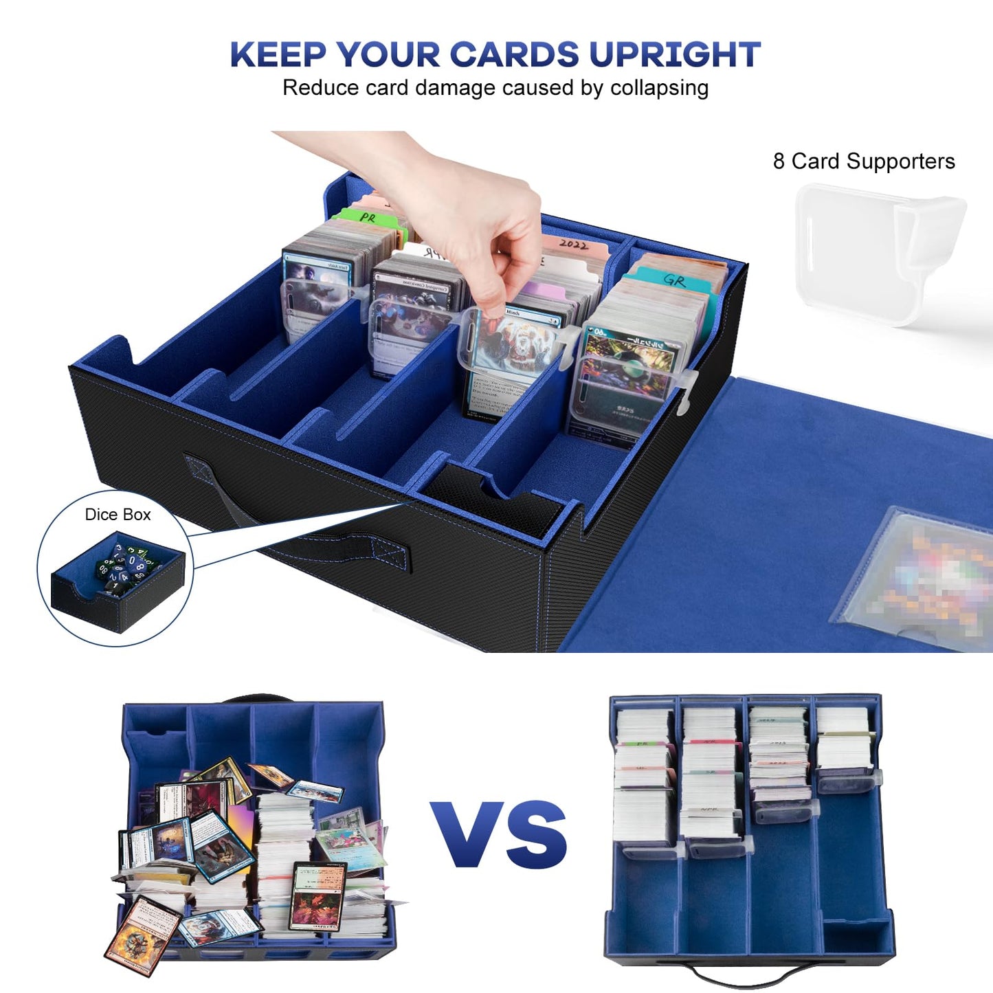 Gomyrod 3200+ Trading Card Storage Box with 4-Row Display, Patented Handle, and 30 Color-Coded Dividers – MTG/TCG Card Case