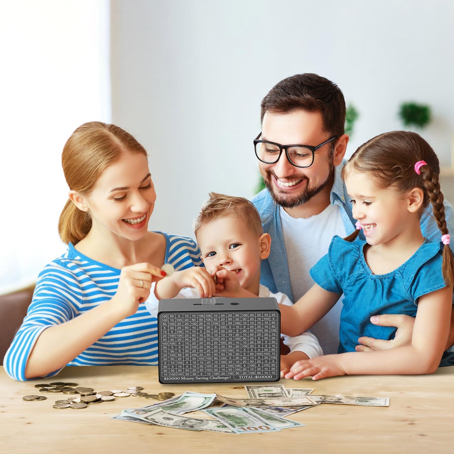 Gomyrod Wooden Money Saving Box with Counter – Savings Challenge