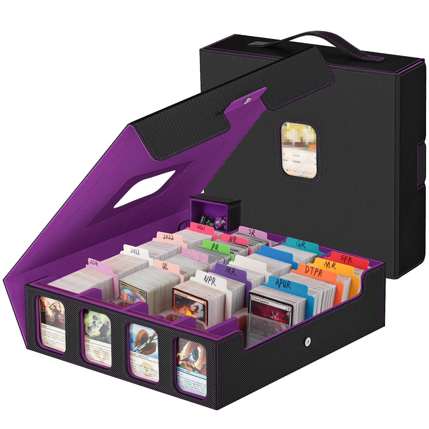 Gomyrod Trading Card Storage Box – 3200+ Cards, 4-Row Display, Portable Handle