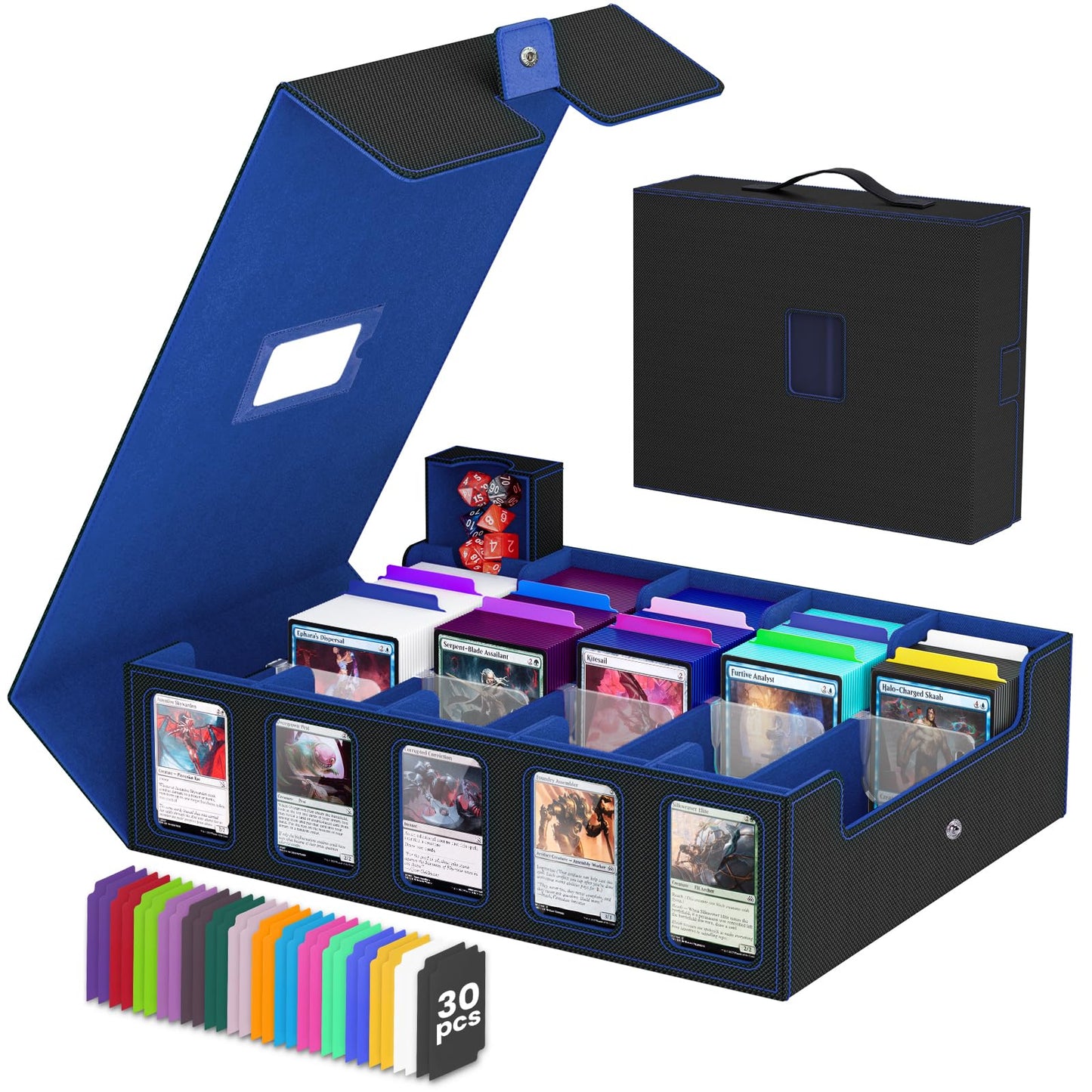 Gomyrod 5-Row Trading Card Storage Box – 4200+ Capacity, Commander Display, Portable Handle