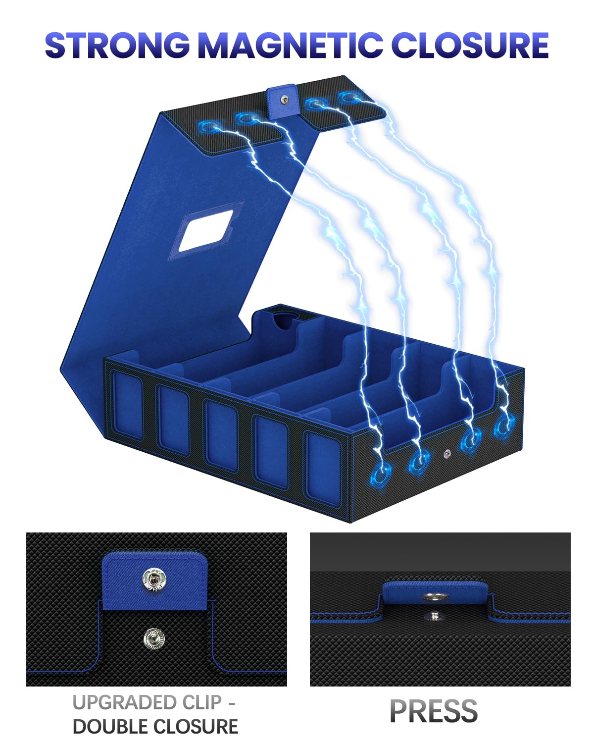 Gomyrod 5-Row Trading Card Storage Box – 4200+ Capacity, Commander Display, Portable Handle