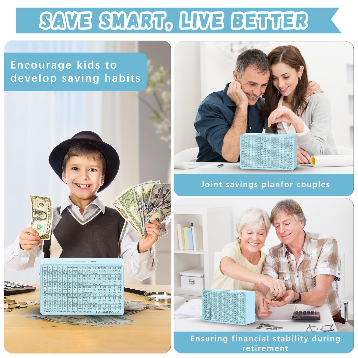 Gomyrod Wooden Money Saving Box with Counter – Multi-Goal Savings Kit