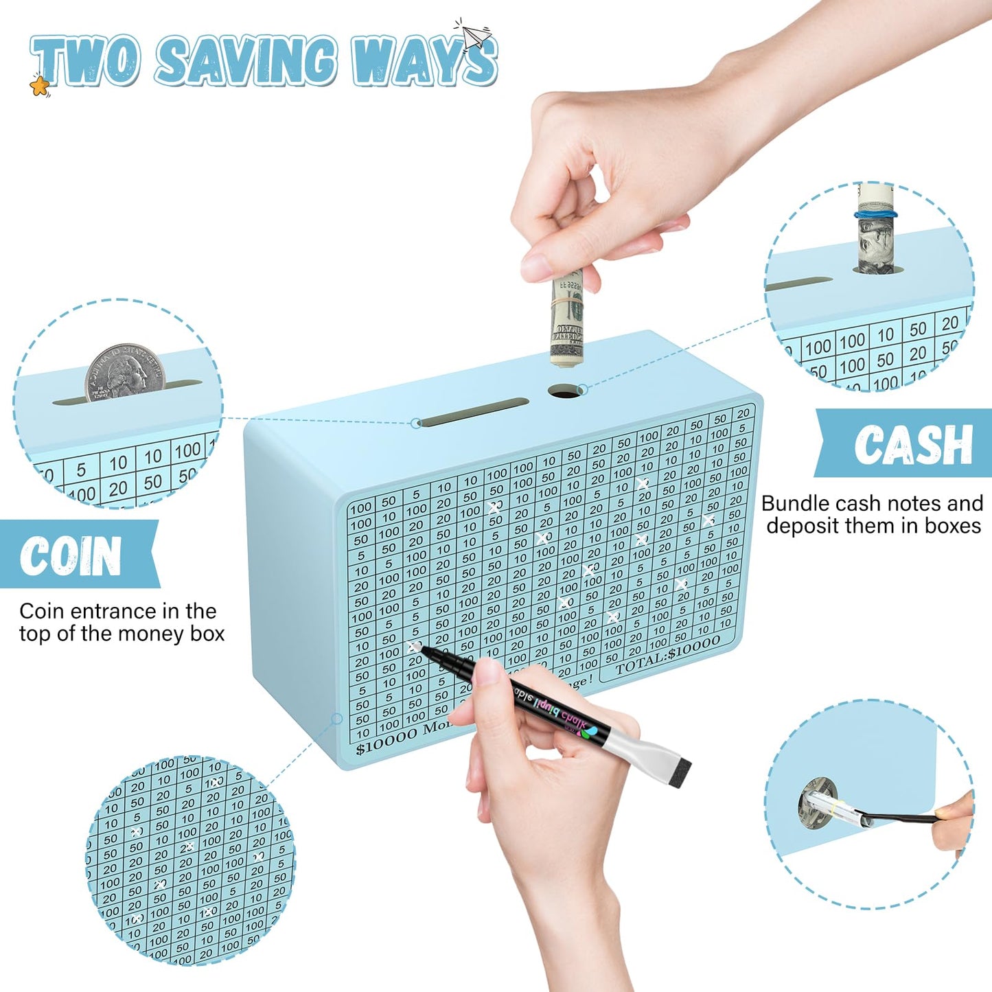 Gomyrod Wooden Money Saving Box with Counter – Multi-Goal Savings Kit