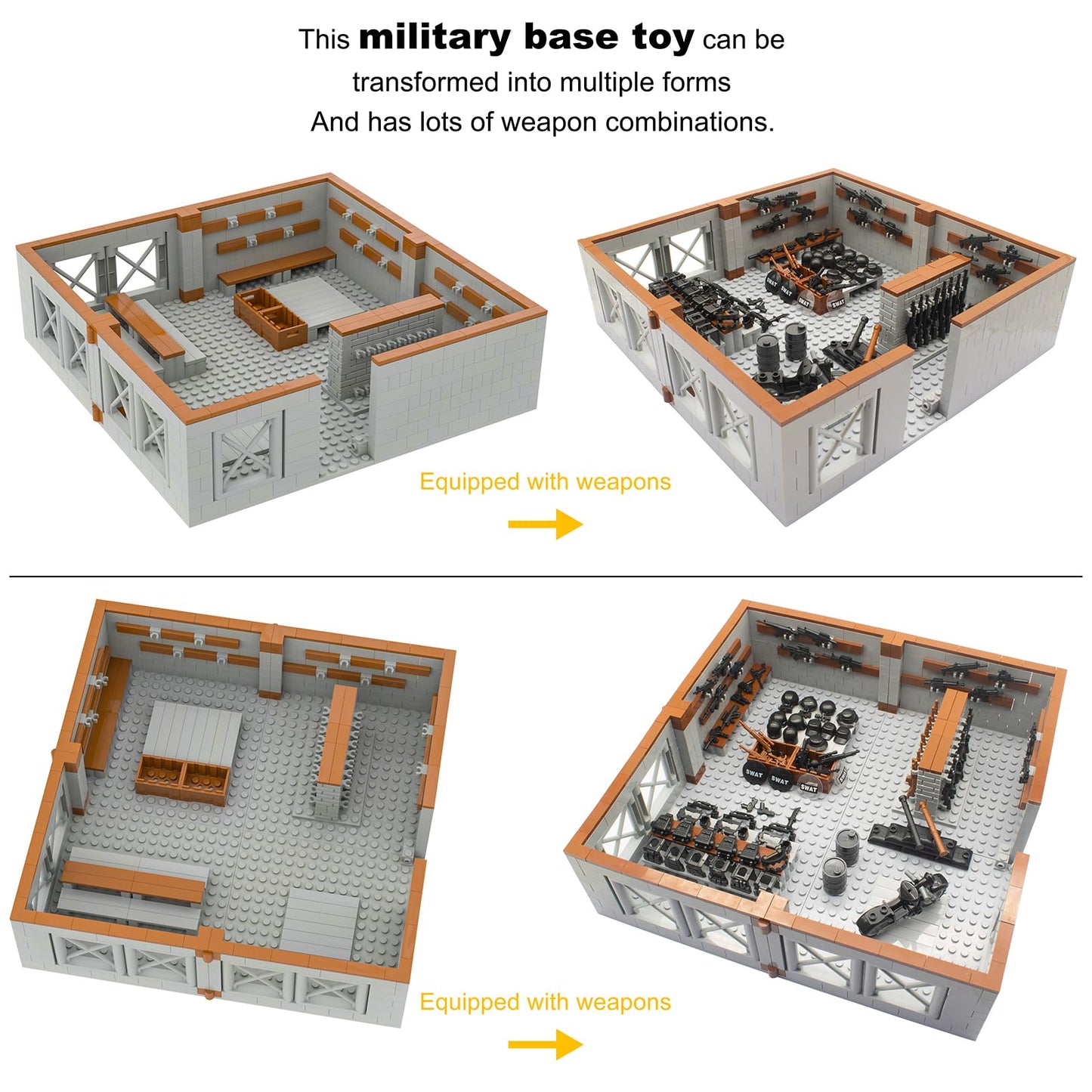 Gonsausola Military Base Building Bricks Set – Guard Tower & Weapons Building Blocks Toy for Kids