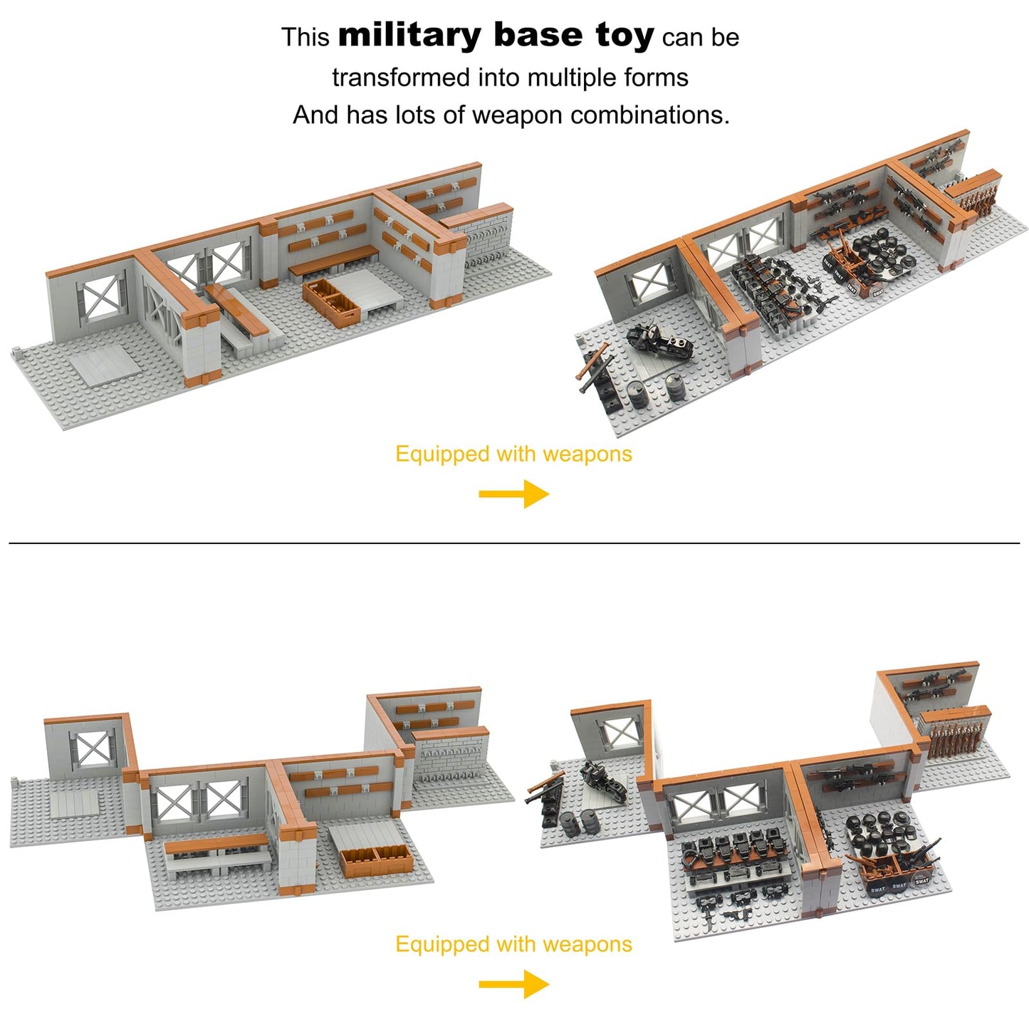 Gonsausola Military Base Building Bricks Set – Guard Tower & Weapons Building Blocks Toy for Kids
