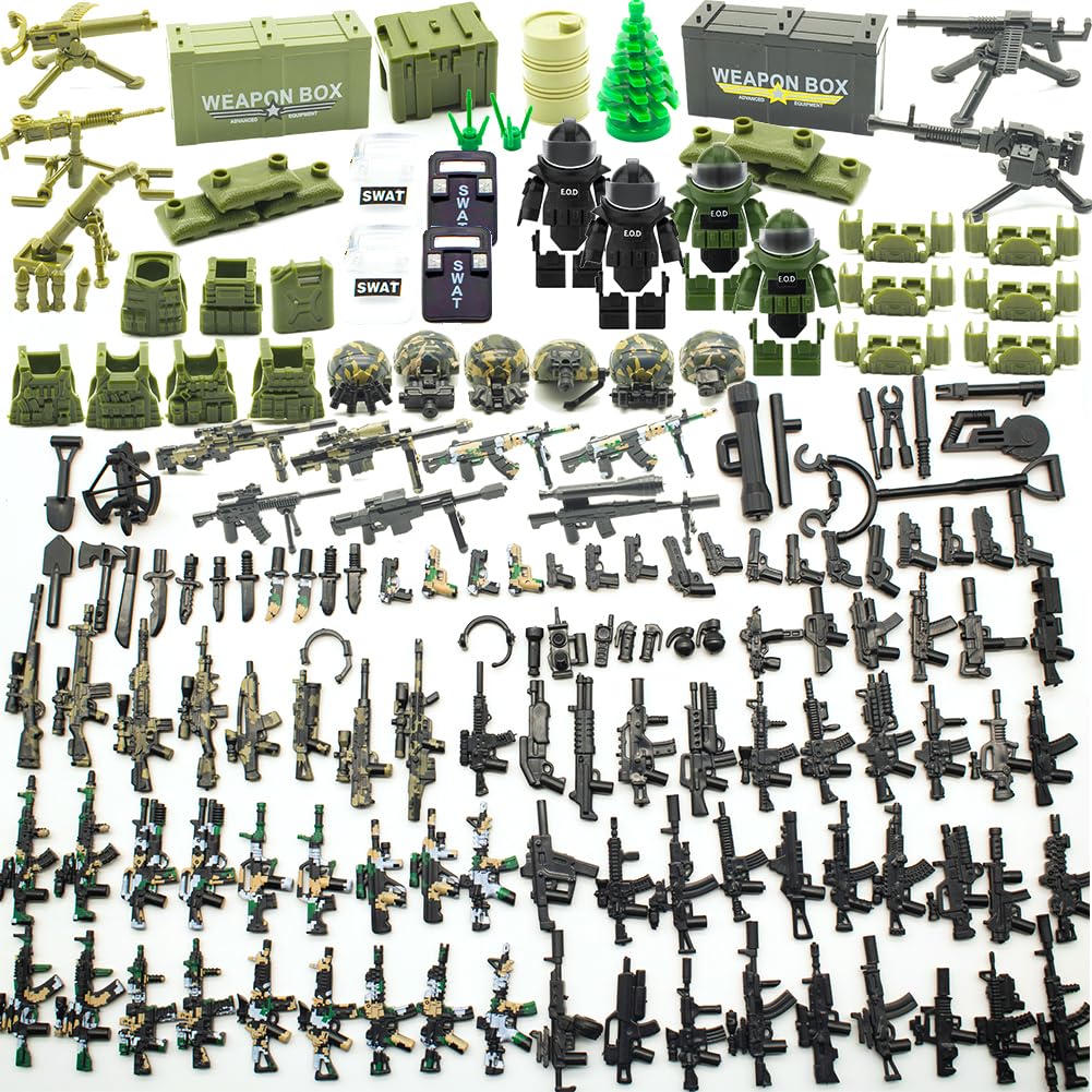 Gonsausola 200+ Pcs Military Weapon Pack Accessories Kit for Building Block Toys – Swat Team Gear