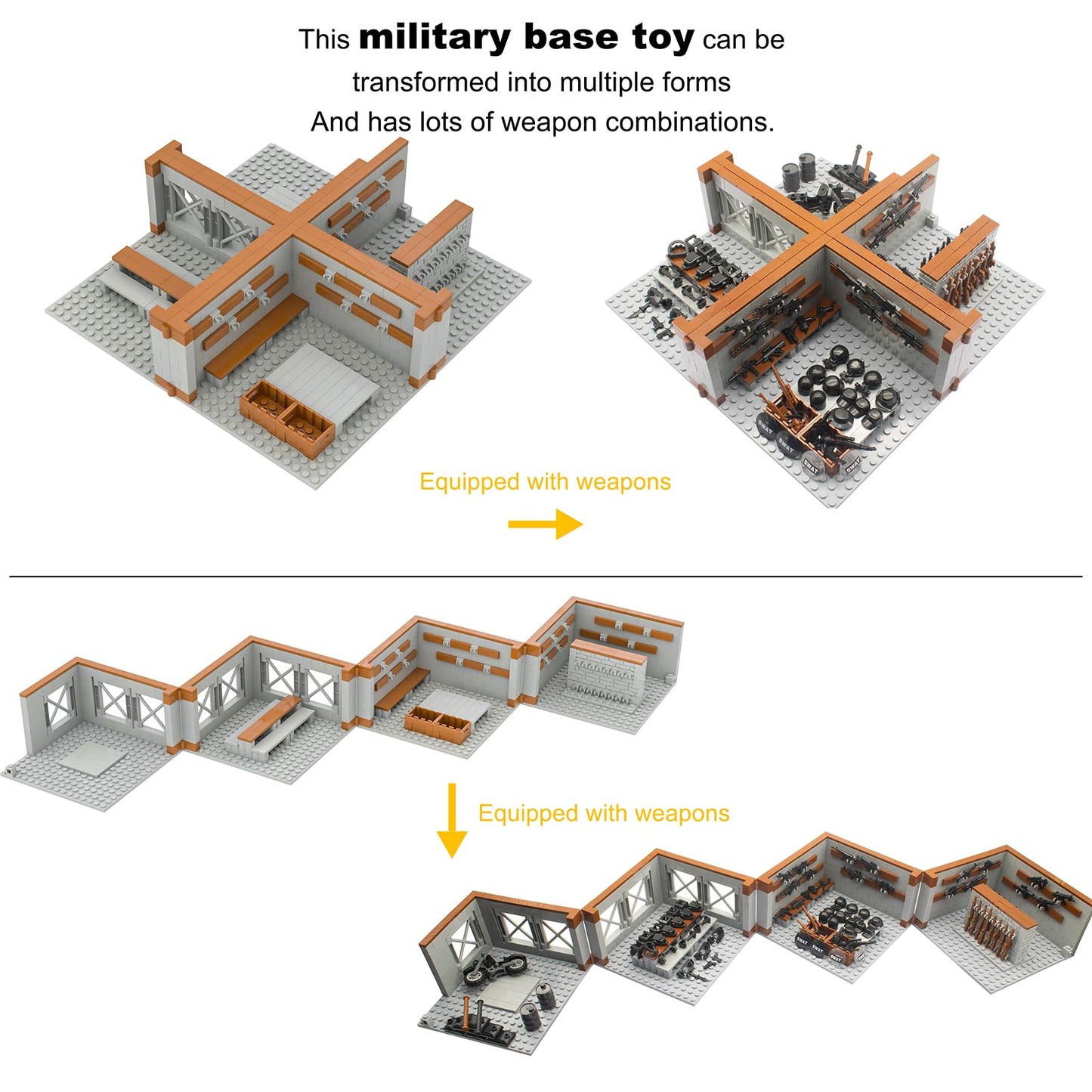 Gonsausola Military Base Building Bricks Set – Guard Tower & Weapons Building Blocks Toy for Kids