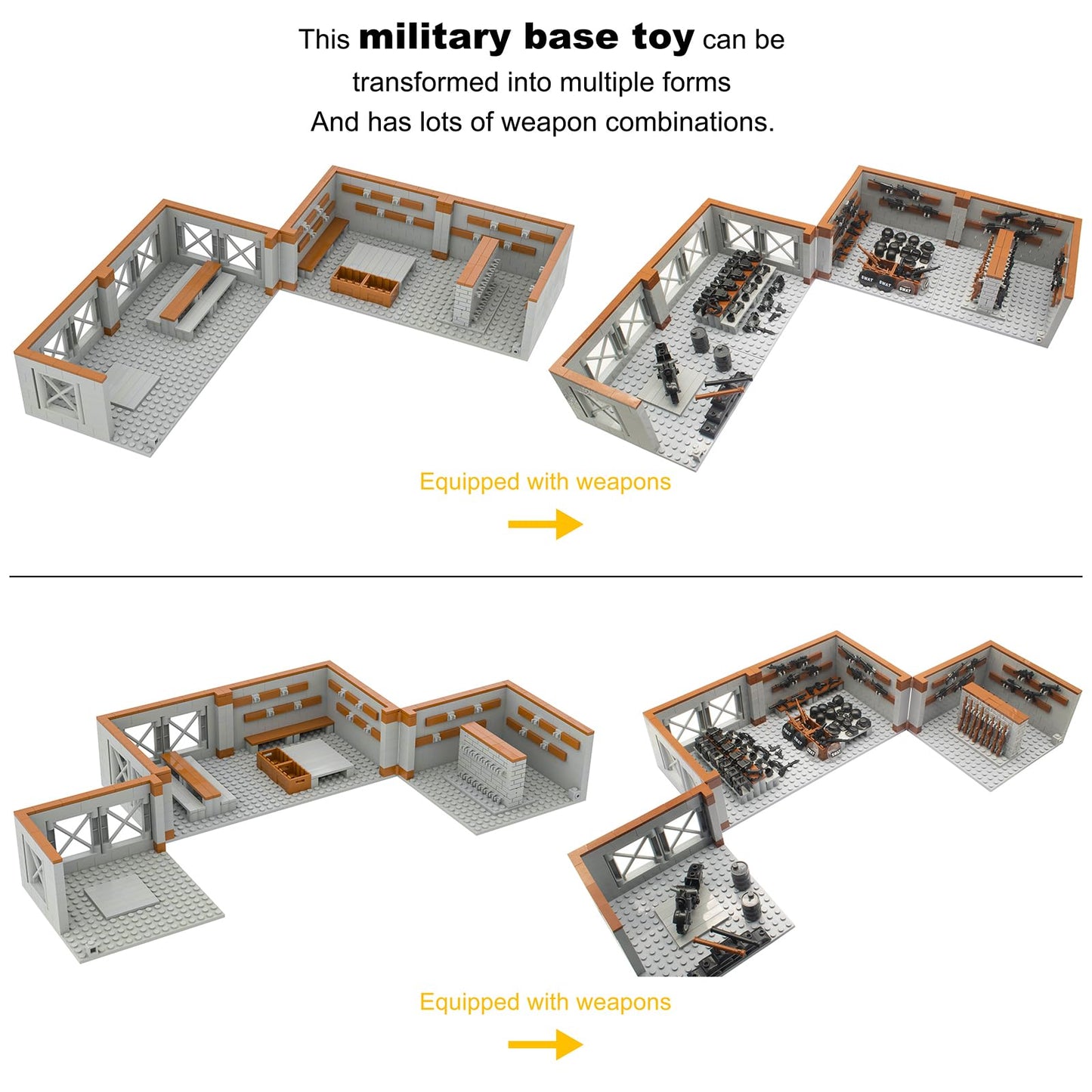 Gonsausola Military Base Building Bricks Set – Guard Tower & Weapons Building Blocks Toy for Kids