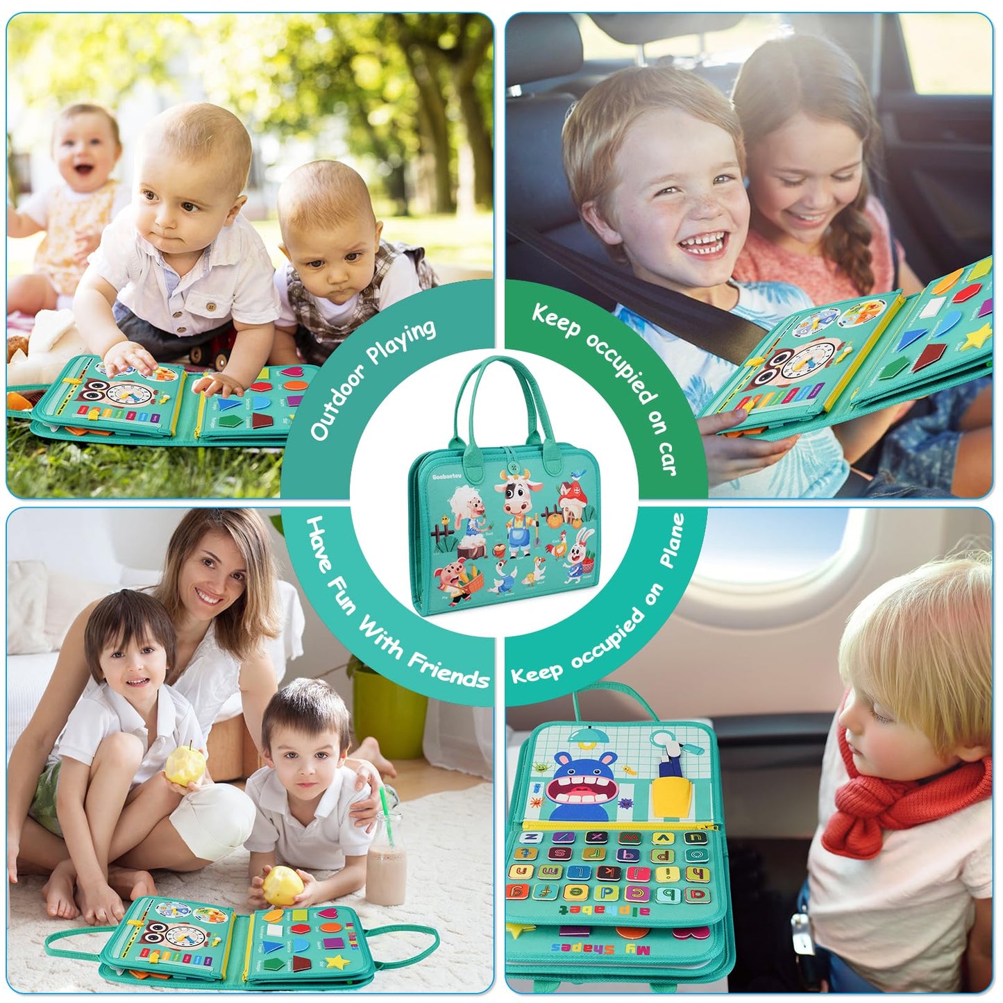 Goobaetoy Montessori Busy Board – 32 Activities for Toddlers 3-6 (18 Life Skills, 12 Themes)