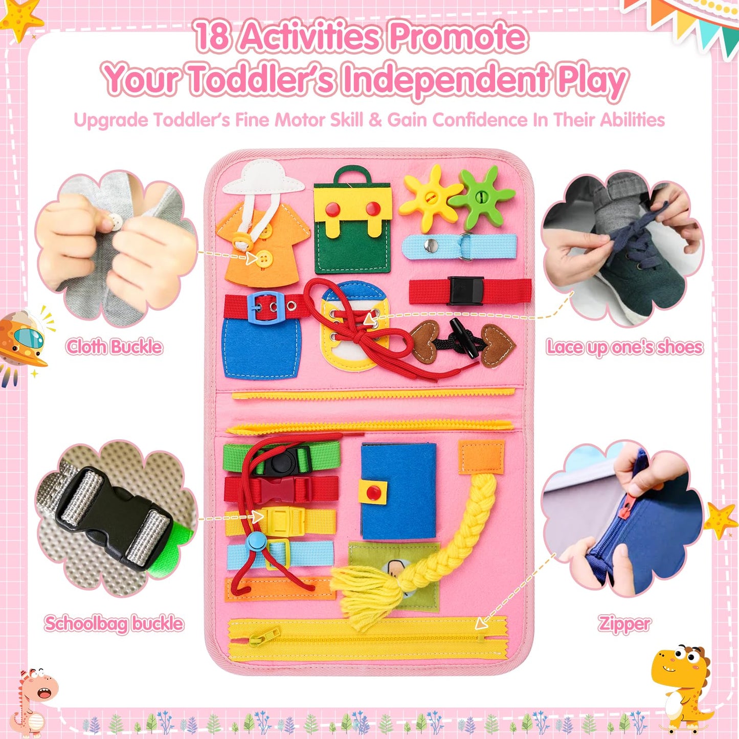 Goobaetoy Montessori Busy Board – Educational Sensory Toy Gift for 3-6 Year Old Girls