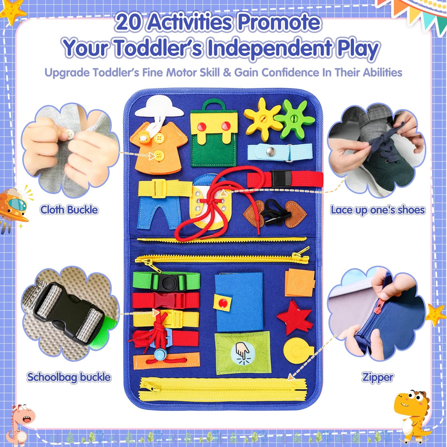 Goobaetoy Montessori Busy Board for Boys | Educational Sensory Travel Toy for Ages 3-6