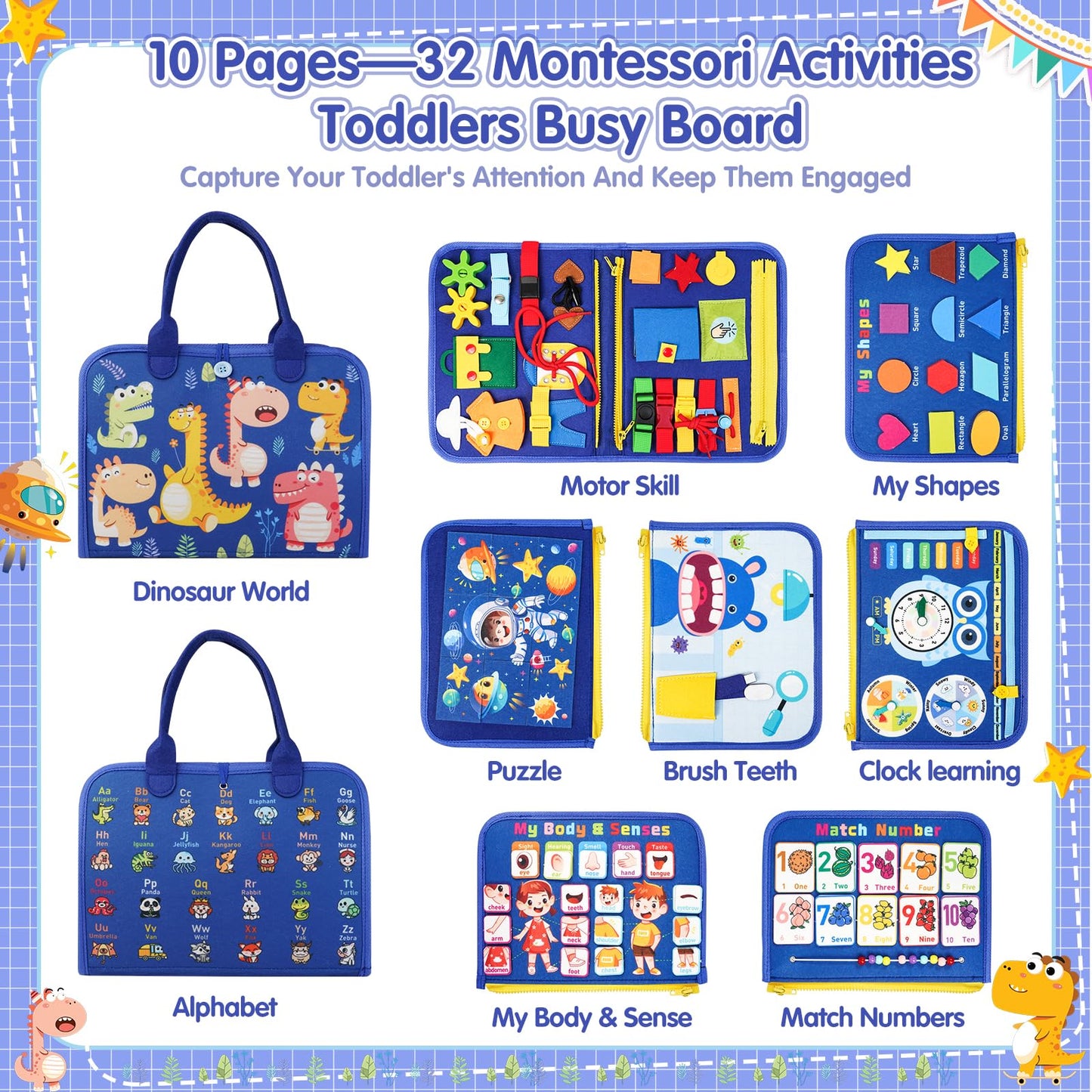 Goobaetoy Montessori Busy Board for Boys | Educational Sensory Travel Toy for Ages 3-6