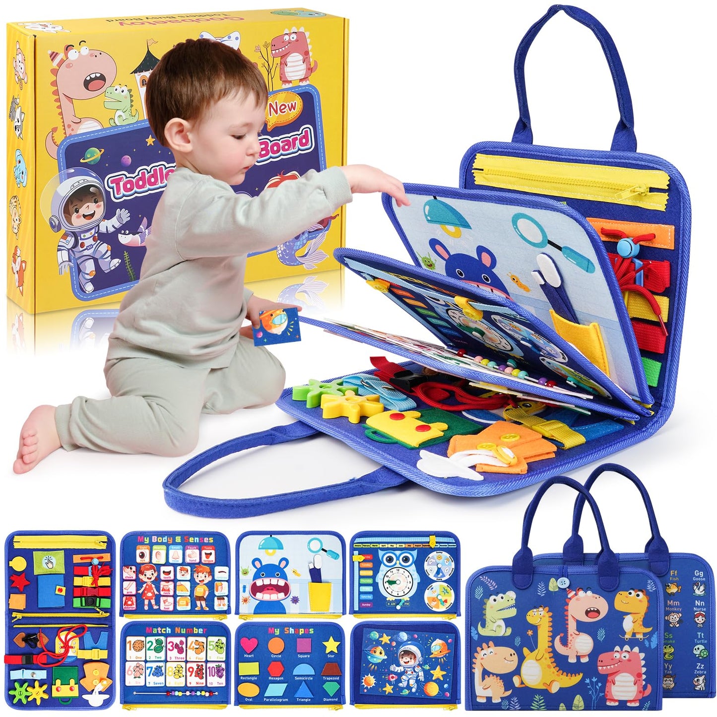 Goobaetoy Montessori Busy Board for Boys | Educational Sensory Travel Toy for Ages 3-6