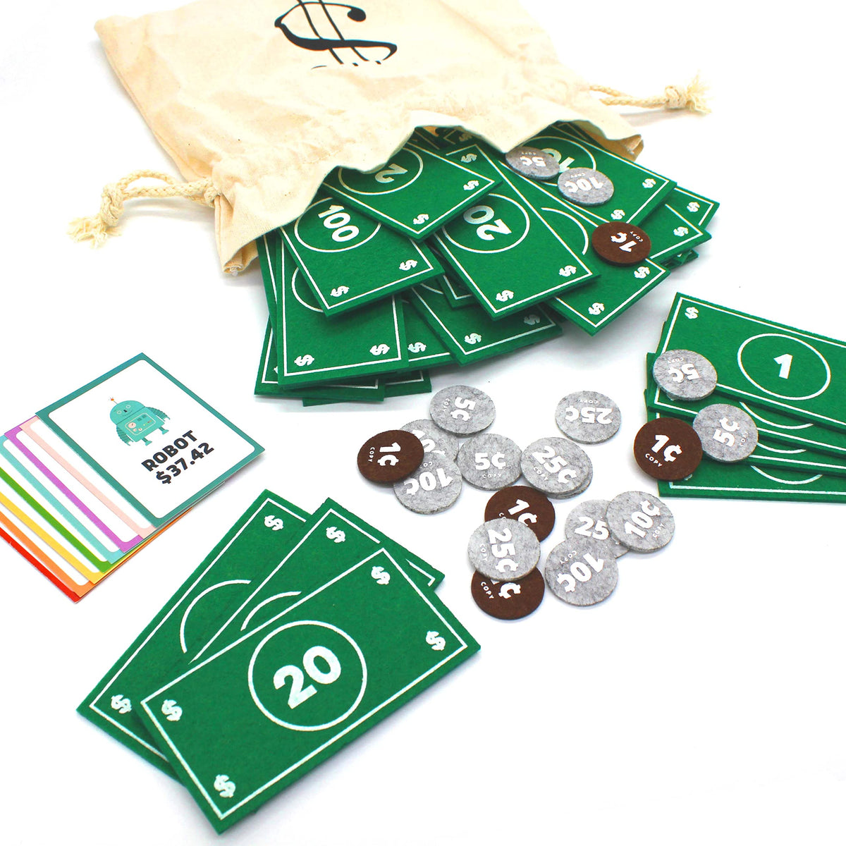 Good Ground Felt Money Set for Kids — Montessori Pretend Dollars & Coins