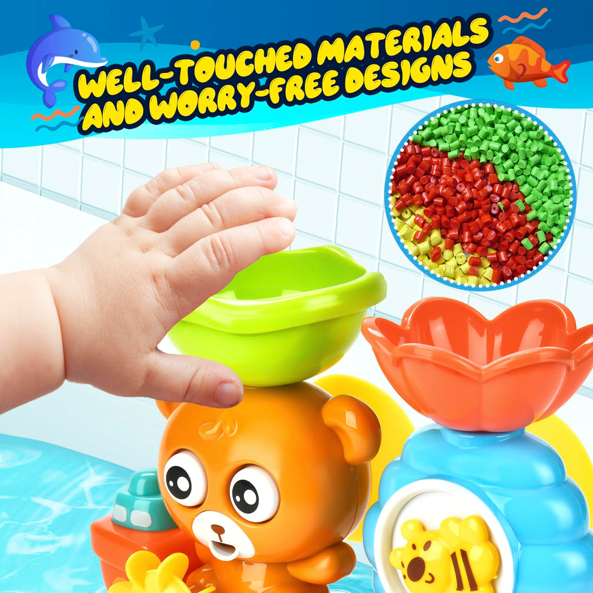 GOODLOGO Baby Bath Toys Set – 7-Piece Bath Toy Collection for Toddlers 18+ Months
