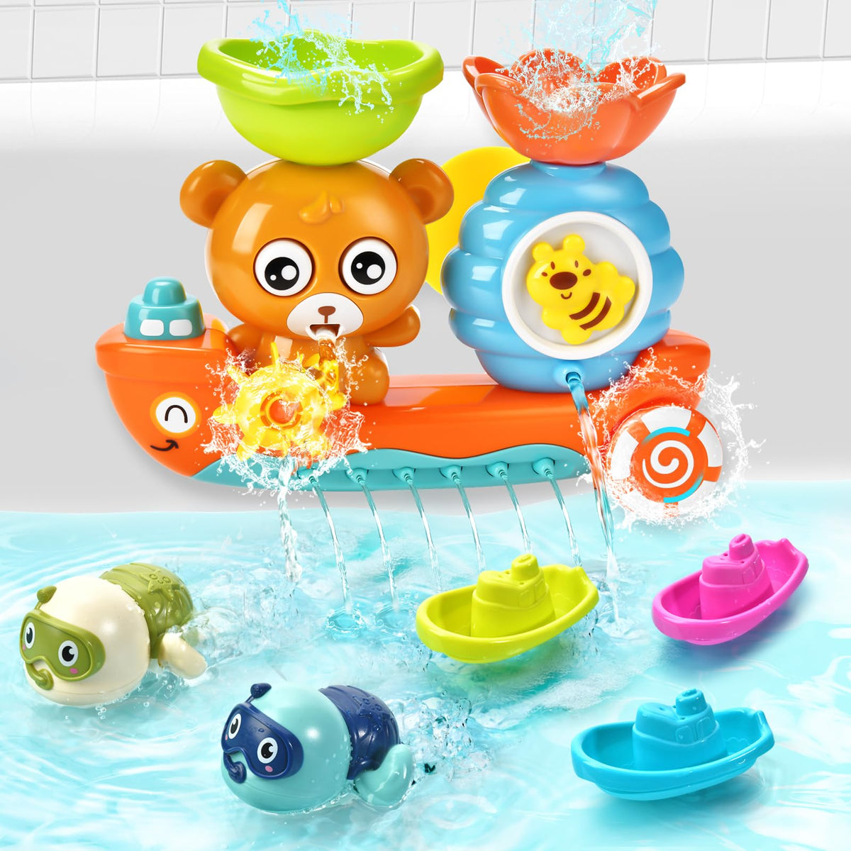 GOODLOGO Baby Bath Toys Set – 7-Piece Bath Toy Collection for Toddlers 18+ Months