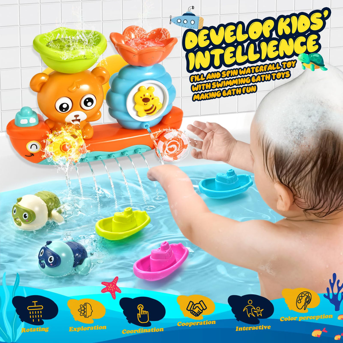 GOODLOGO Baby Bath Toys Set – 7-Piece Bath Toy Collection for Toddlers 18+ Months