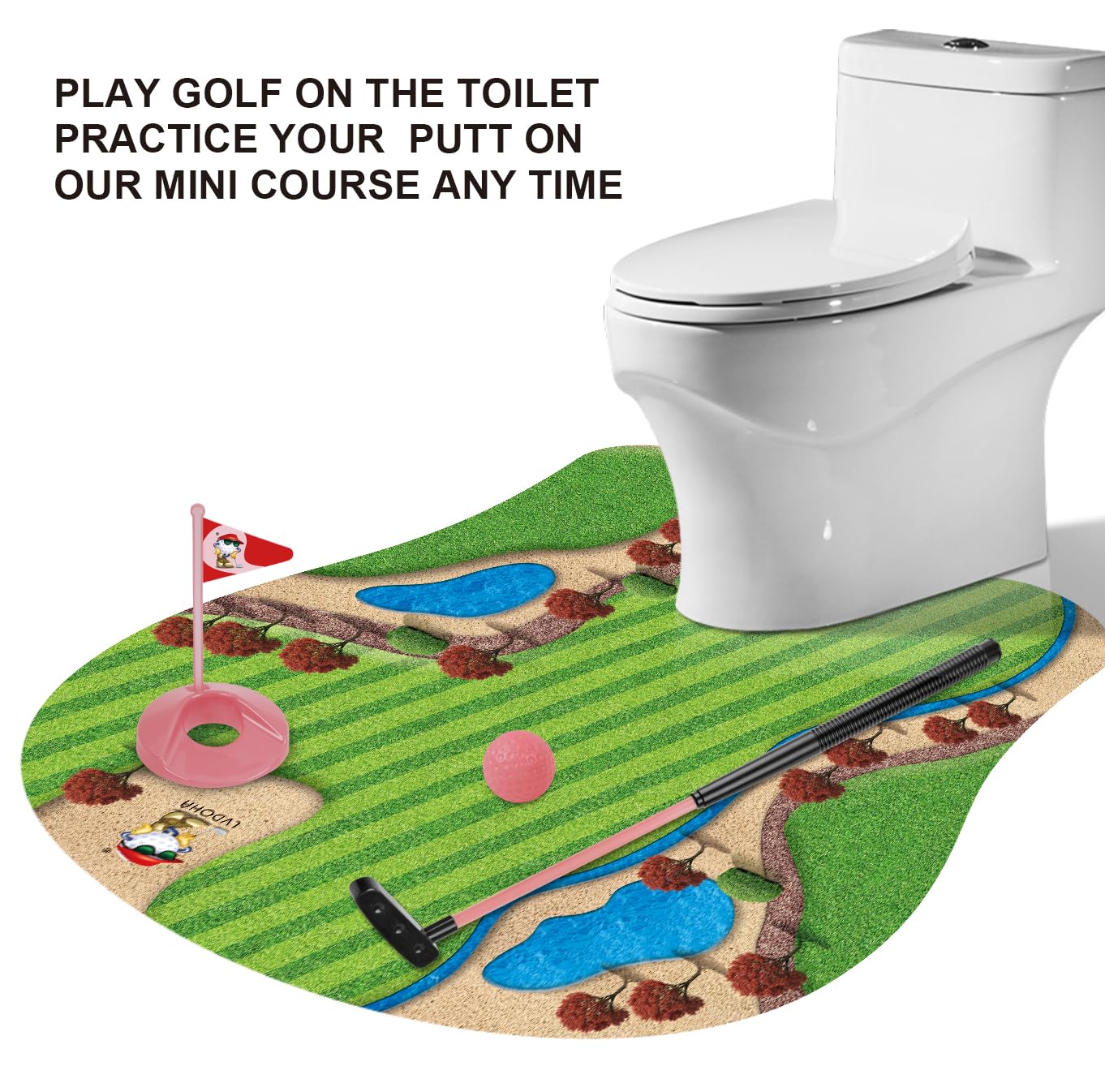 GOODLYSPORTS Toilet Golf – Mini Golf Game for Adults | Funny Gifts for Women & White Elephant