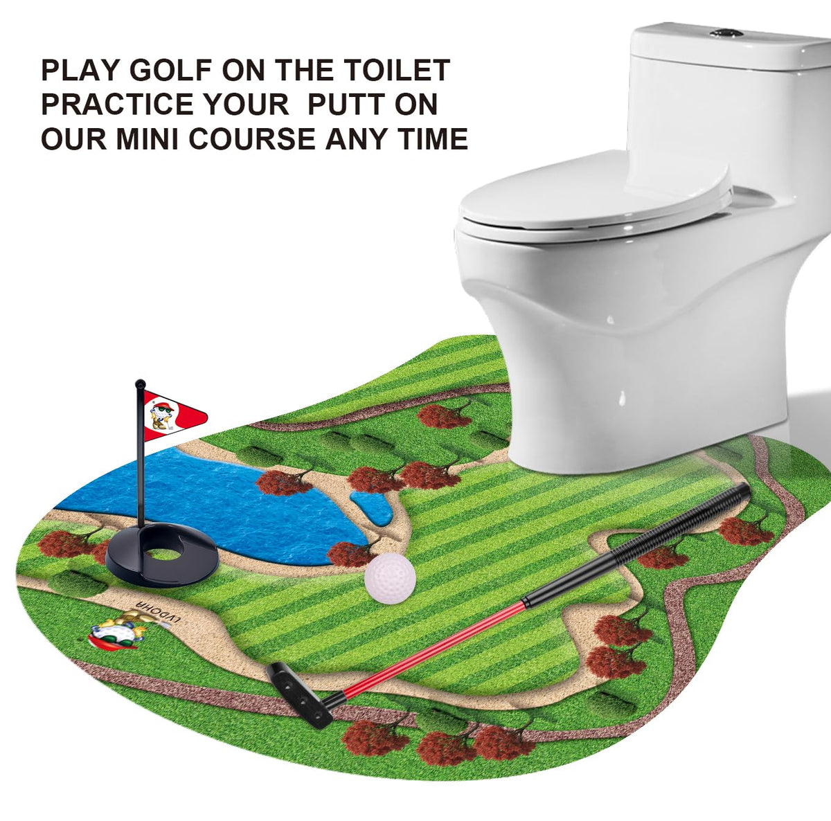 GOODLYSPORTS Toilet Golf Mini Golf Game | Funny Gag Gift for Adults