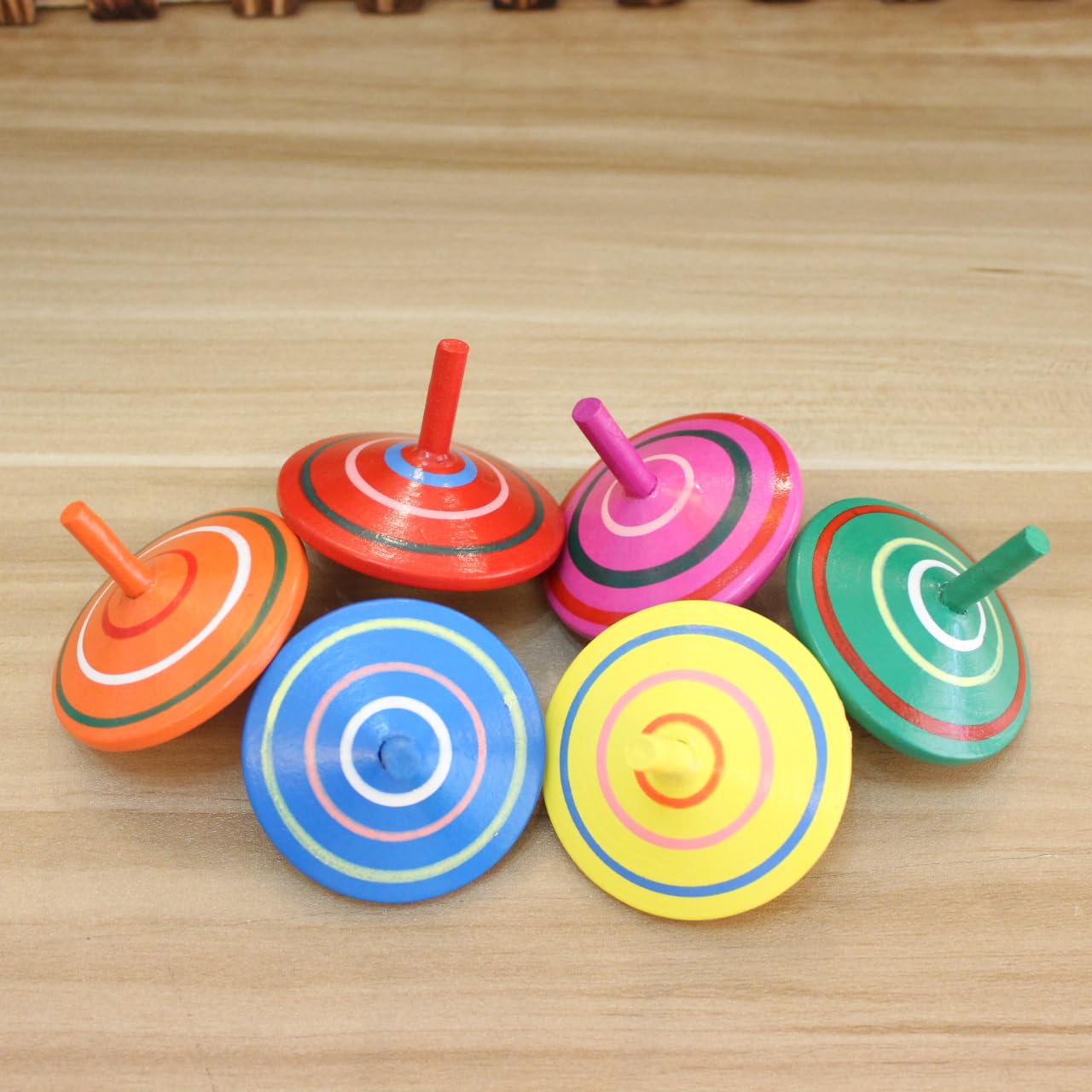 GoodPlay Gyroscope – 3-Piece Handmade Painted Wood Spinning Tops for Kids