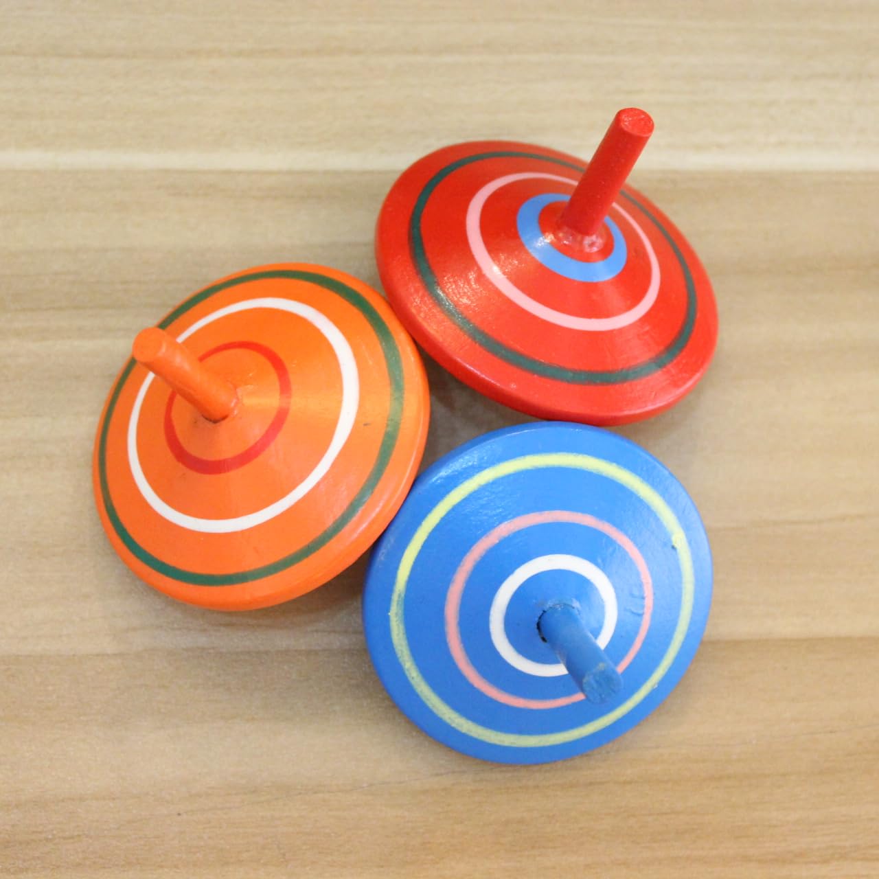 GoodPlay Gyroscope – 3-Piece Handmade Painted Wood Spinning Tops for Kids