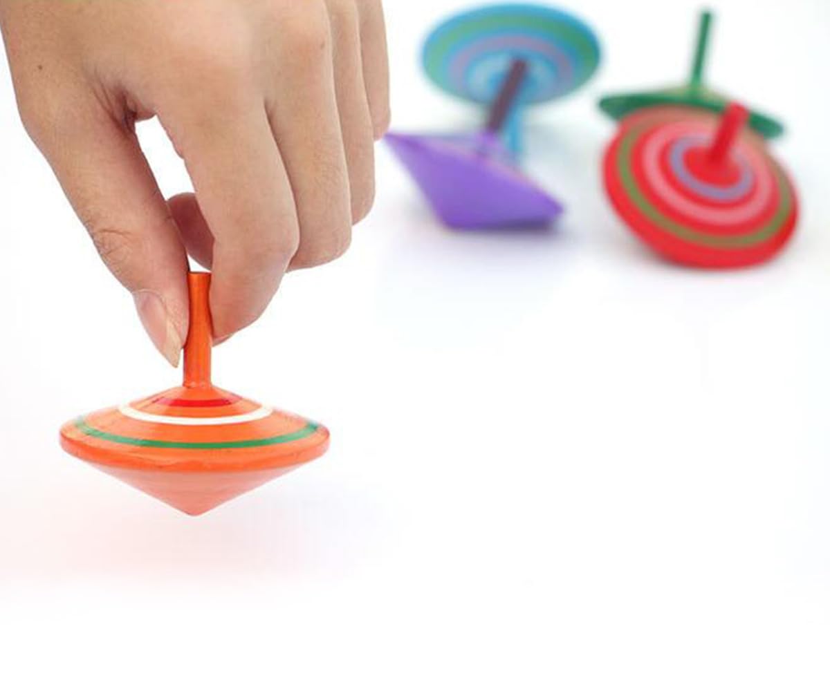 GoodPlay Gyroscope – 3-Piece Handmade Painted Wood Spinning Tops for Kids