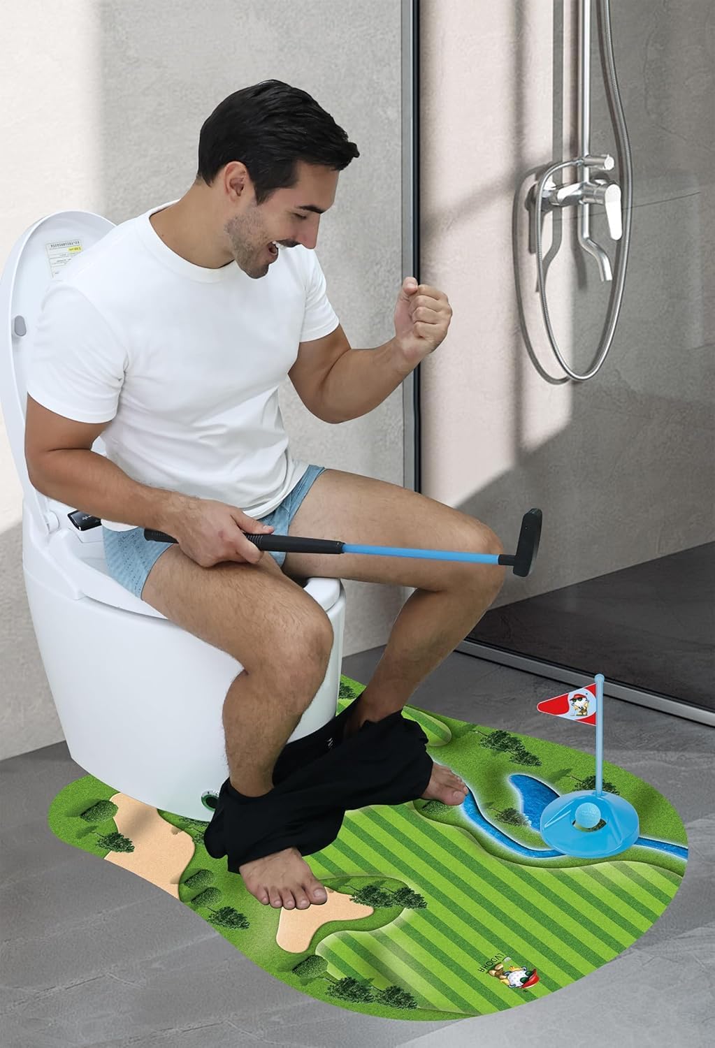 GOODLYSPORTS Glow in the Dark Toilet Golf — Funny Gift for Men, Dads & Golf Lovers