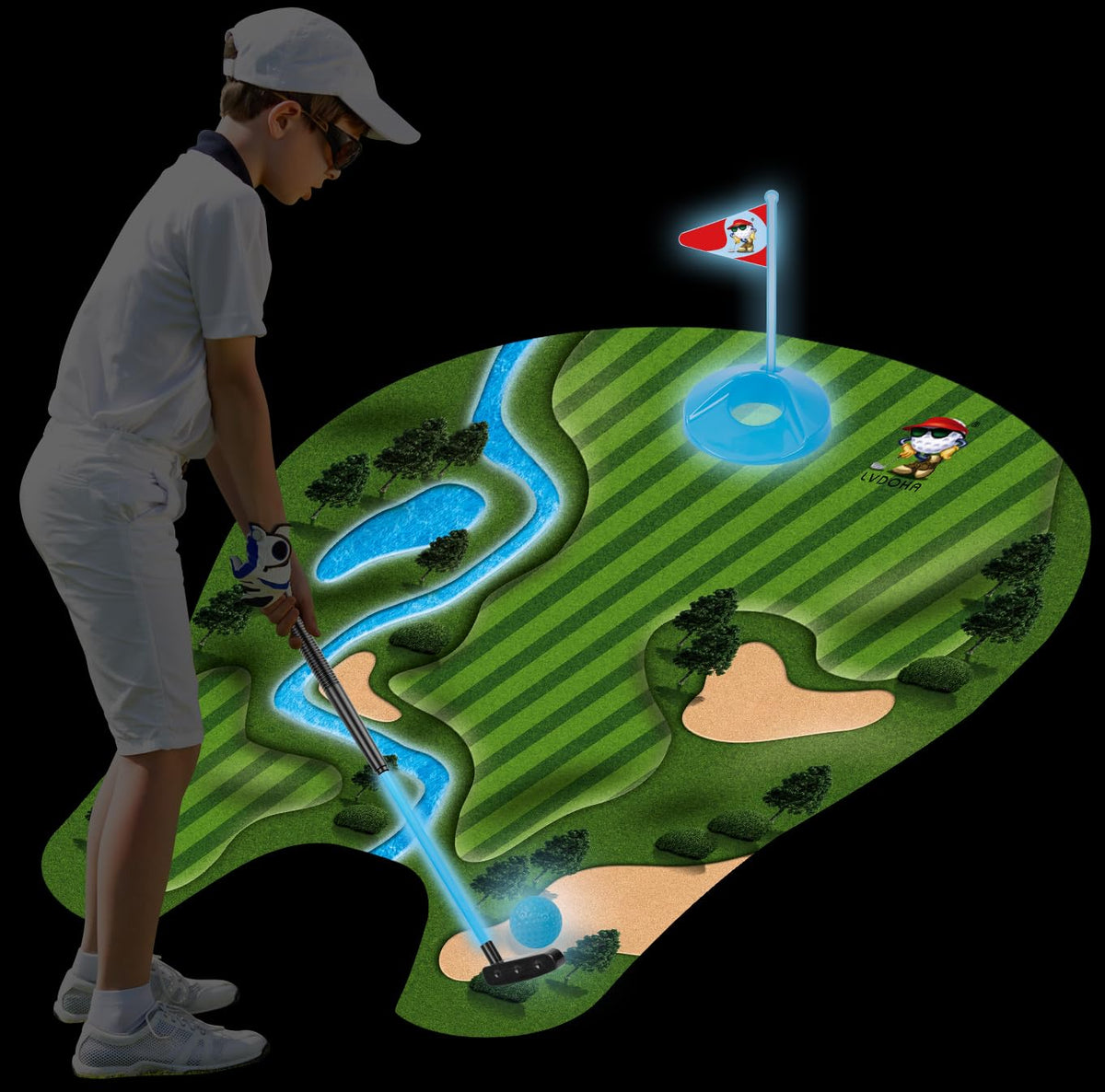 GOODLYSPORTS Glow in the Dark Toilet Golf — Funny Gift for Men, Dads & Golf Lovers