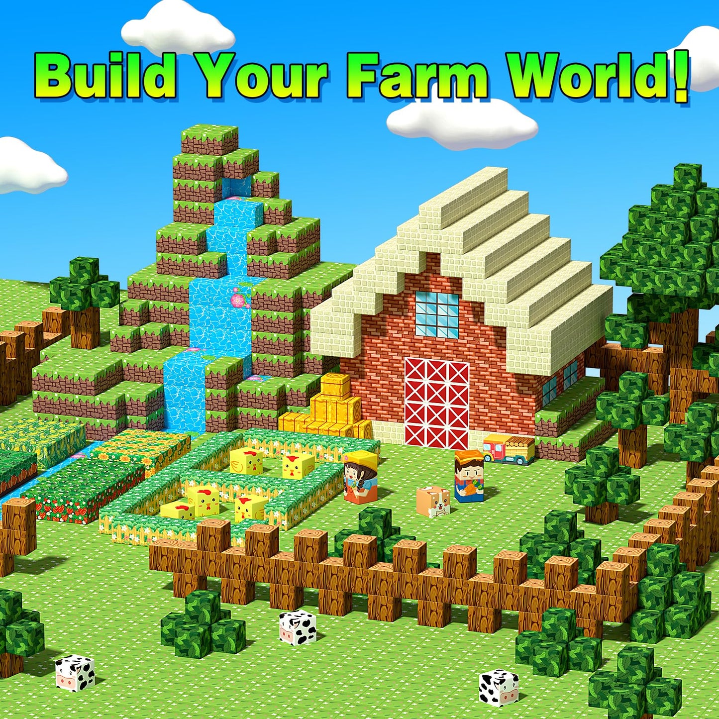 Goodtiles Mini Magnetic Blocks – Farm-Themed STEM Toys for Kids 3–8