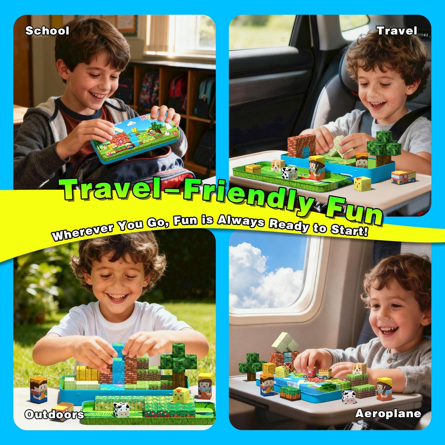 Goodtiles Mini Magnetic Blocks – Farm-Themed STEM Toys for Kids 3–8