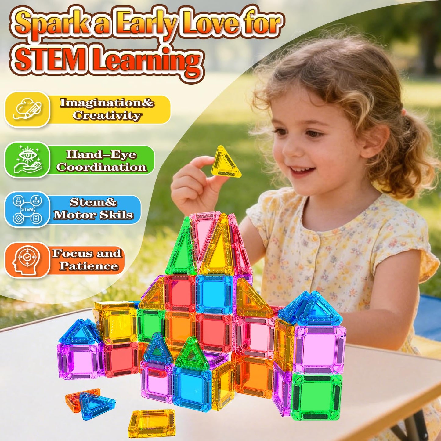 Goodtiles Mini Magnetic Tiles – Portable STEM Travel Toys in Tin for 3-8 Year Olds