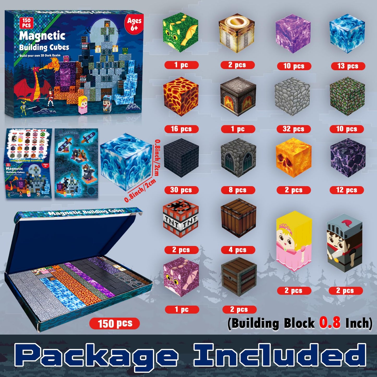 Goody King 150 PCS Magnetic Building Blocks - Dark Castle Set | STEM Toys for Kids 3+