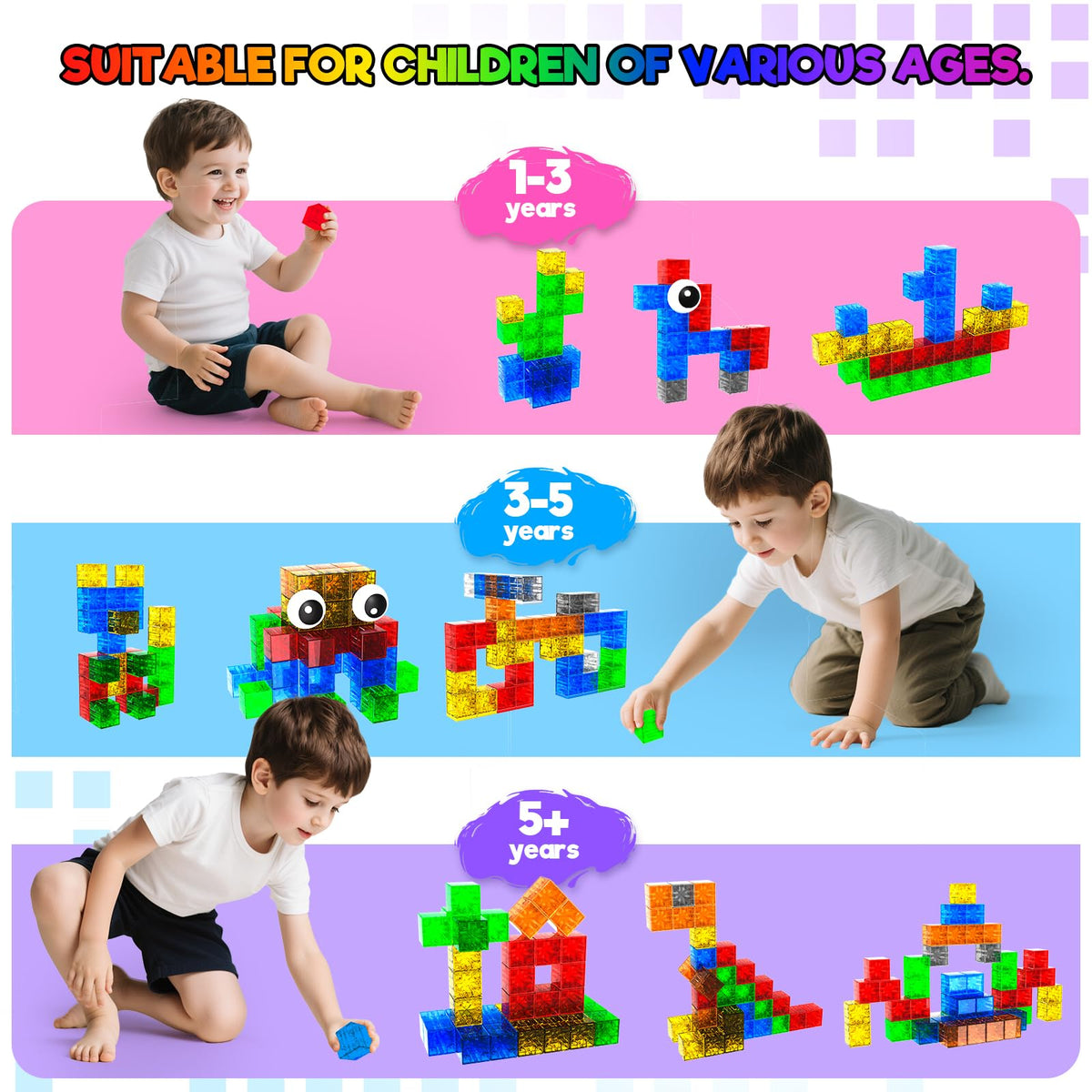 Goody King 56pcs Magnetic Blocks – 1in Colorful STEM Building Toys for Toddlers 3+
