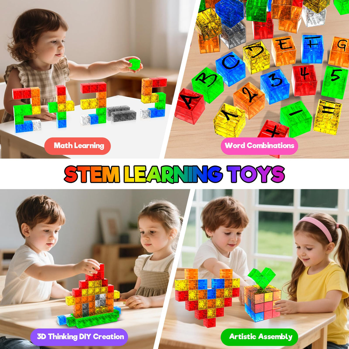 Goody King 56pcs Magnetic Blocks – 1in Colorful STEM Building Toys for Toddlers 3+