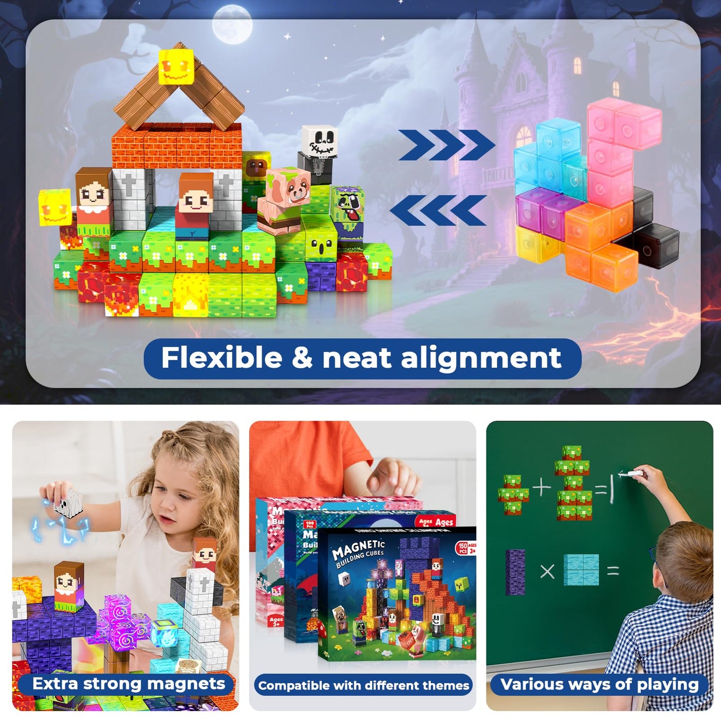 Goody King 150pcs Magnetic Blocks with Light Blocks | STEM Toys for Kids 3+